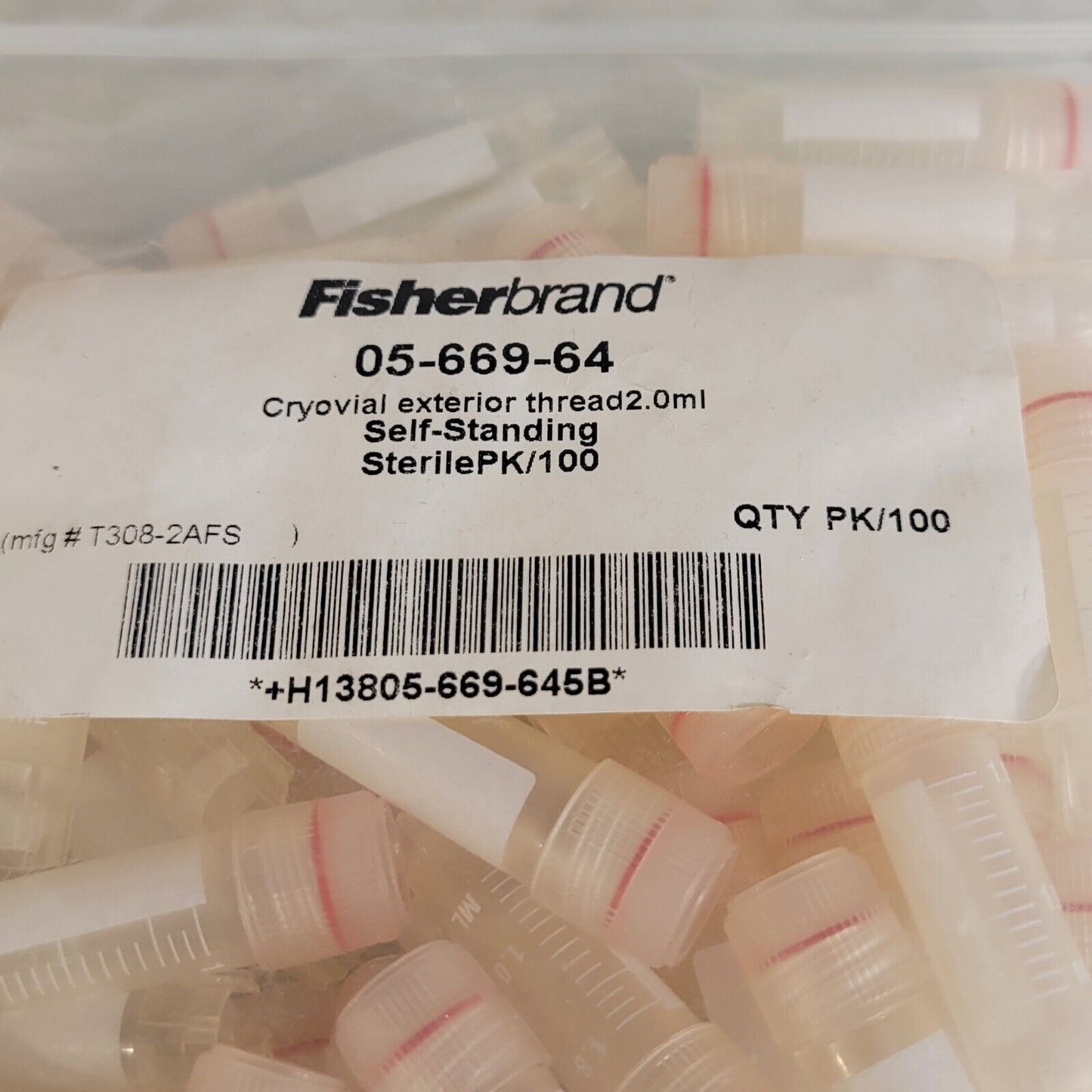 Fisherbrand 05-669-64 Cryovial Extender Thread 2ml Self Standing 100 Qty