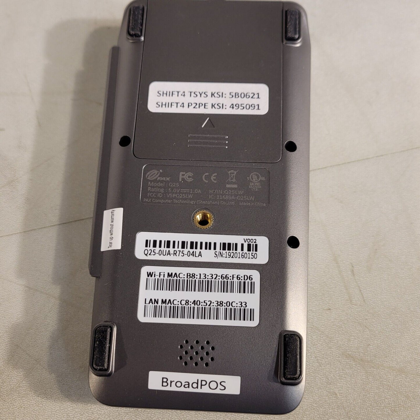 PAX Q25 POS Terminal Retail Pin Pad Q25-OUA-R75-04LA 2.8" LCB Touchscreen
