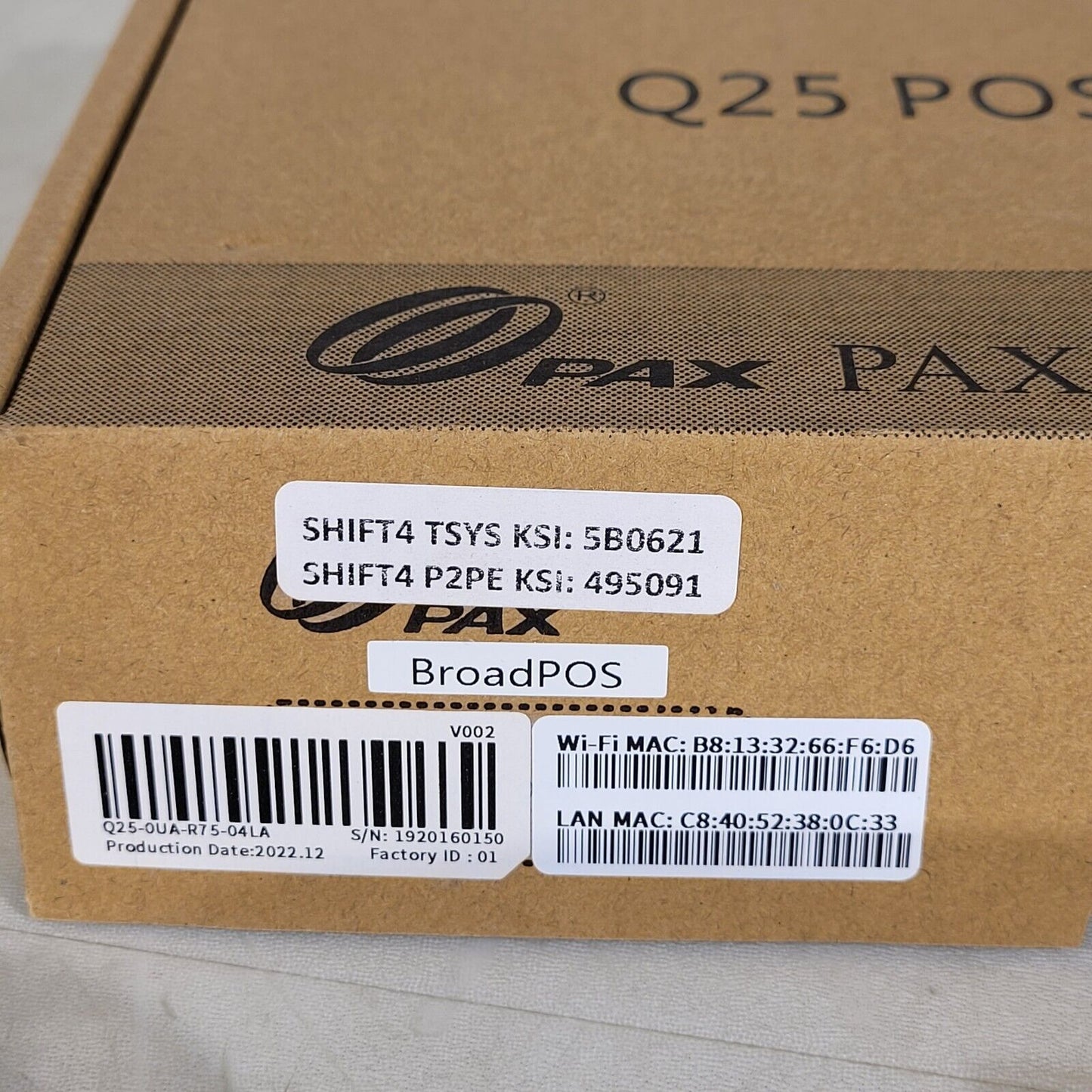 PAX Q25 POS Terminal Retail Pin Pad Q25-OUA-R75-04LA 2.8" LCB Touchscreen