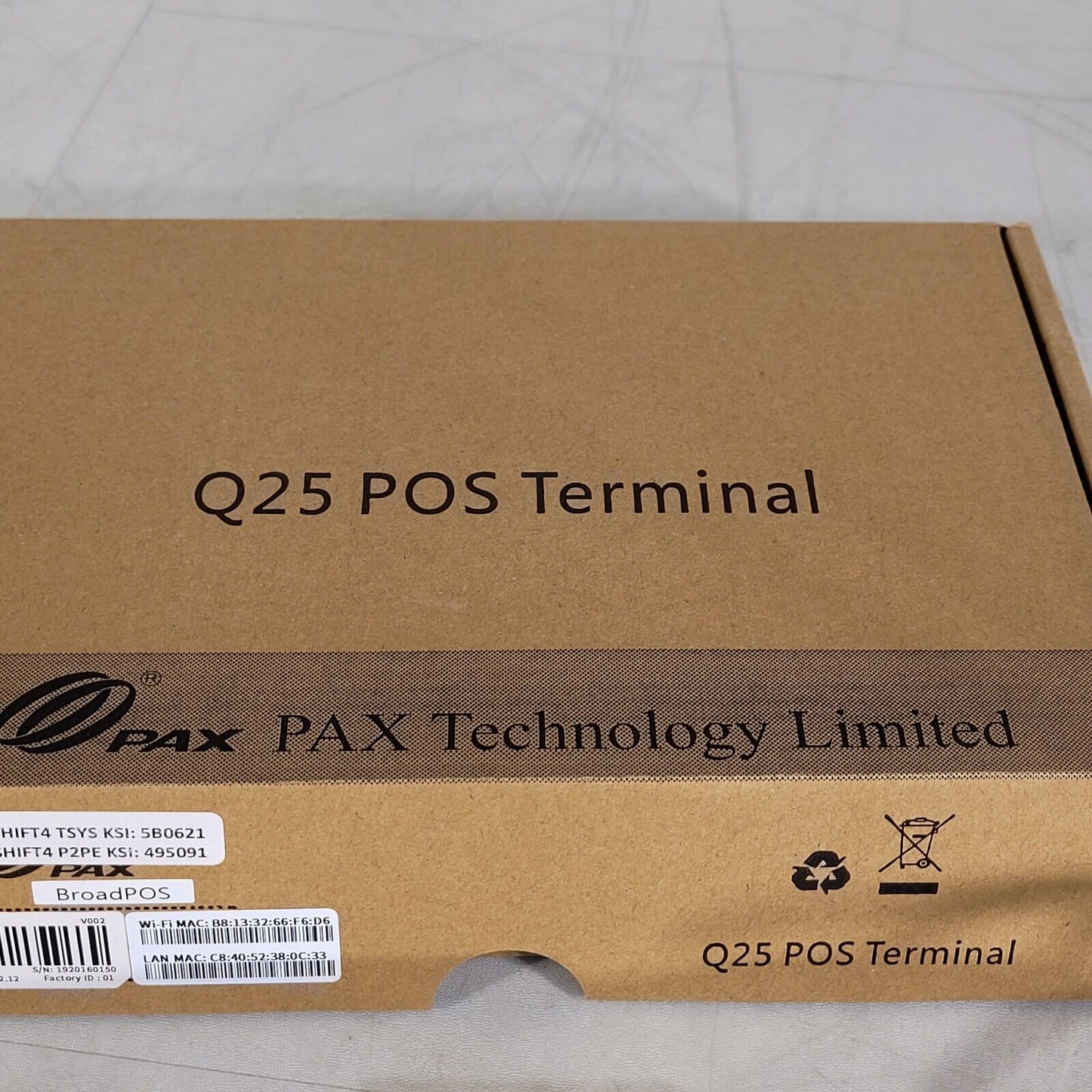 PAX Q25 POS Terminal Retail Pin Pad Q25-OUA-R75-04LA 2.8" LCB Touchscreen