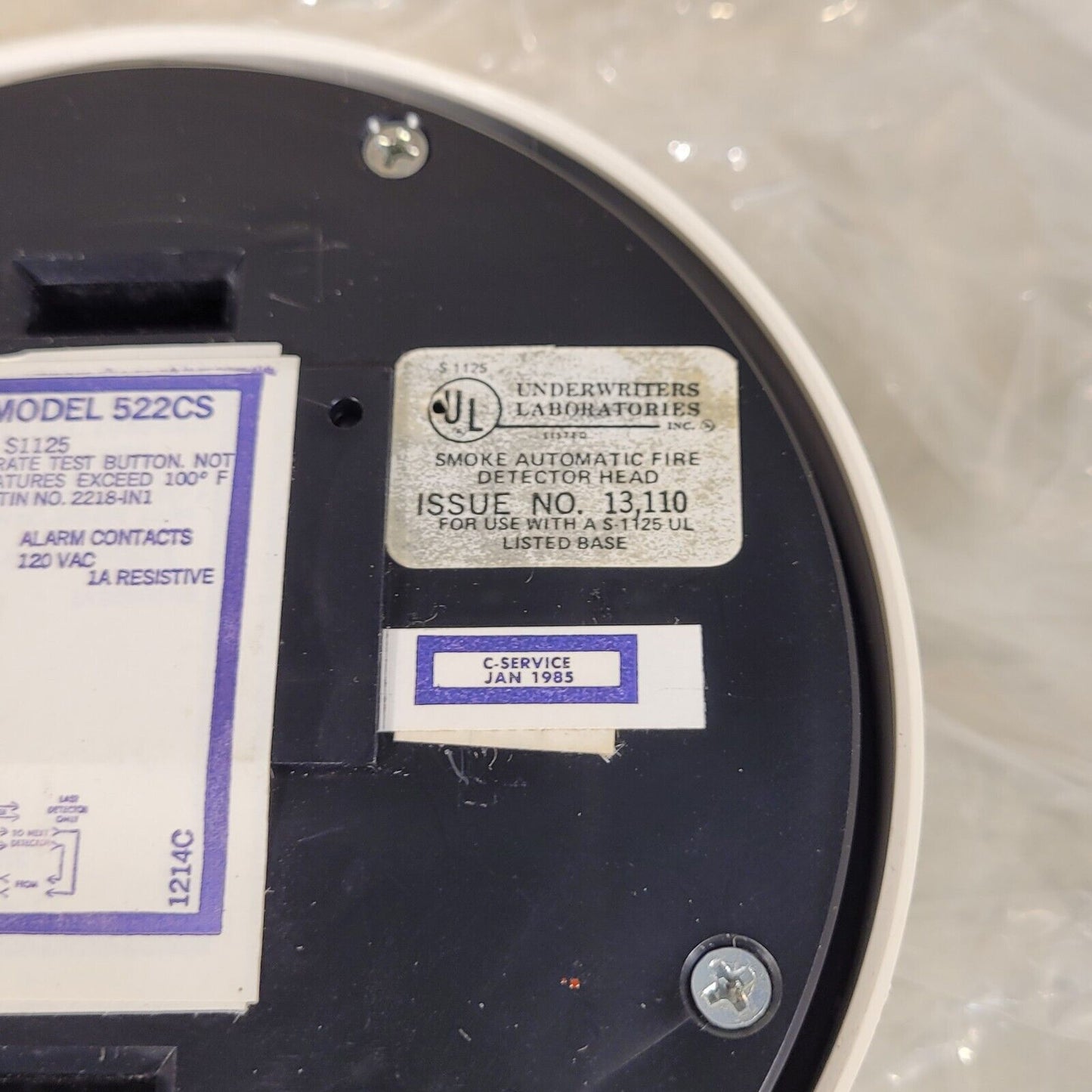 ESL Edwards 522CS Photoelectronic Smoke Detector 24VDC S1125