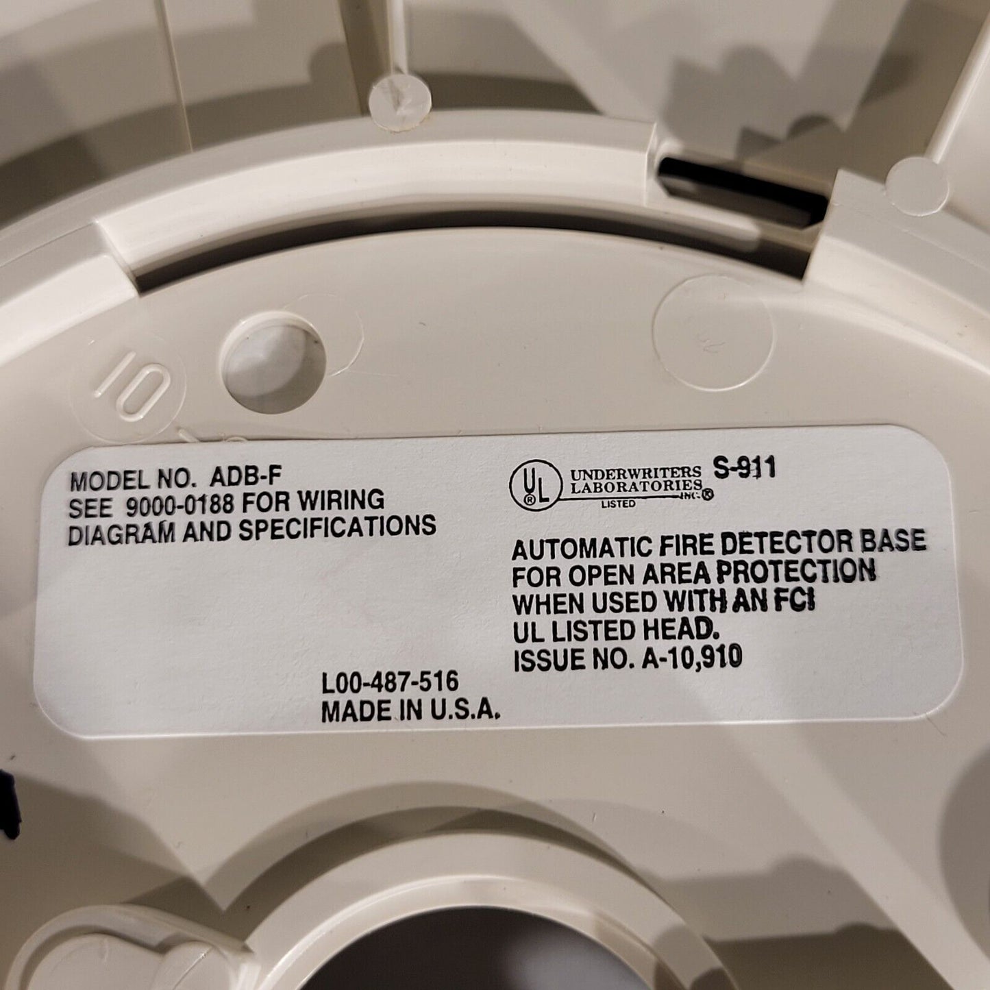 FCI ADB-F Automatic Fire Detector Base For Open Area 110-31B60 Fire Control Inst