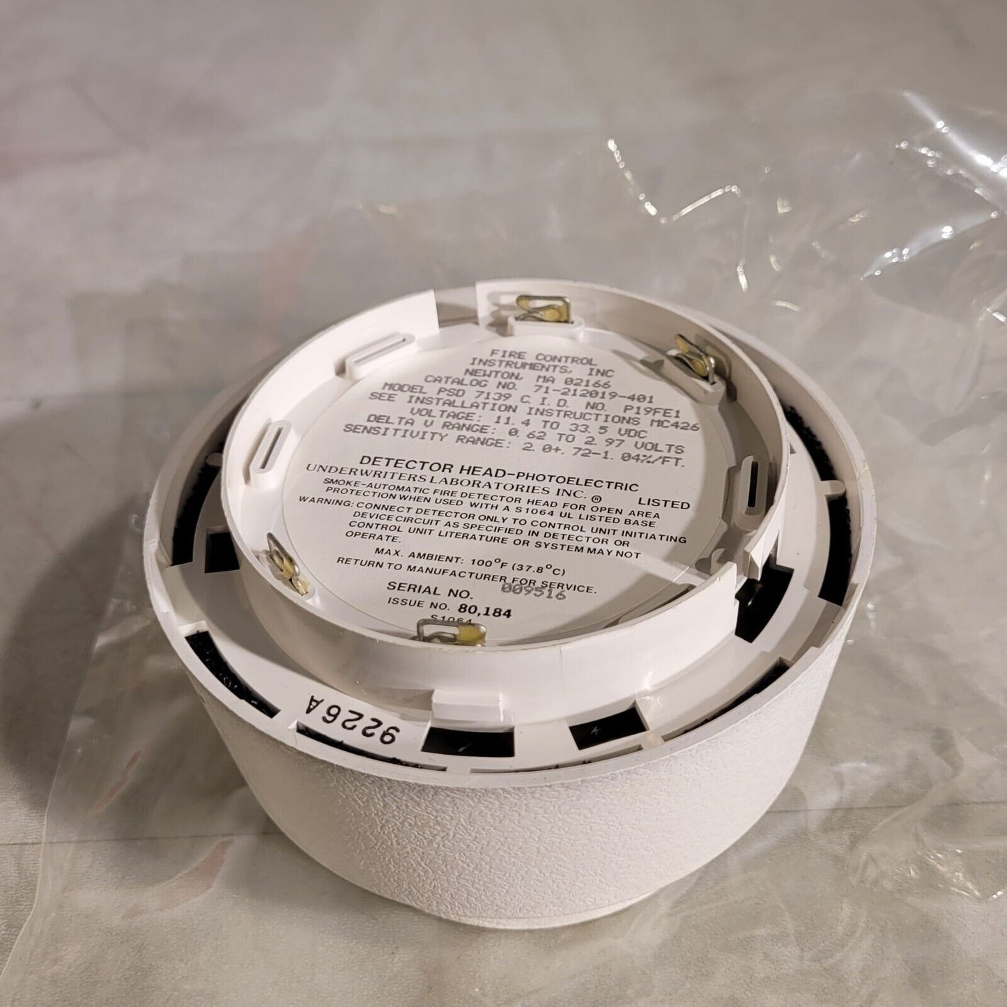 FCI Fire Control PSD 7139 Detector Head Photoelectric Detector 71-212019-401