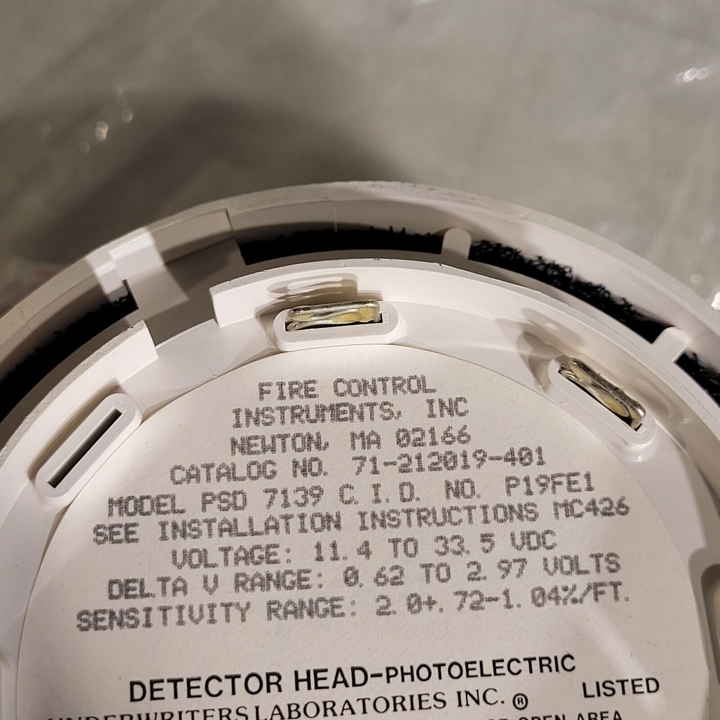 FCI Fire Control PSD 7139 Detector Head Photoelectric Detector 71-212019-401
