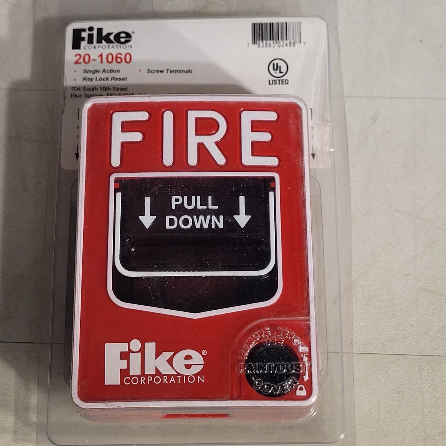 Fike 20-1060 Fire Manual Pull Station Key Lock Reset Single Action Red