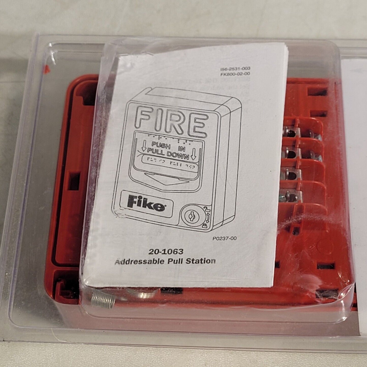 Fike 20-1063 Fire Manual Pull Station Dual Acction Adressable Key Lock Reset