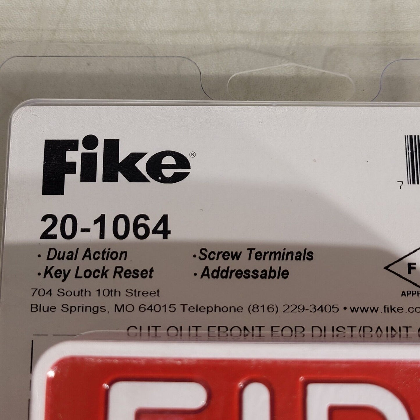 Fike 20-1064 Fire Manual Pull Station Dual Acction Adressable Key Lock Reset