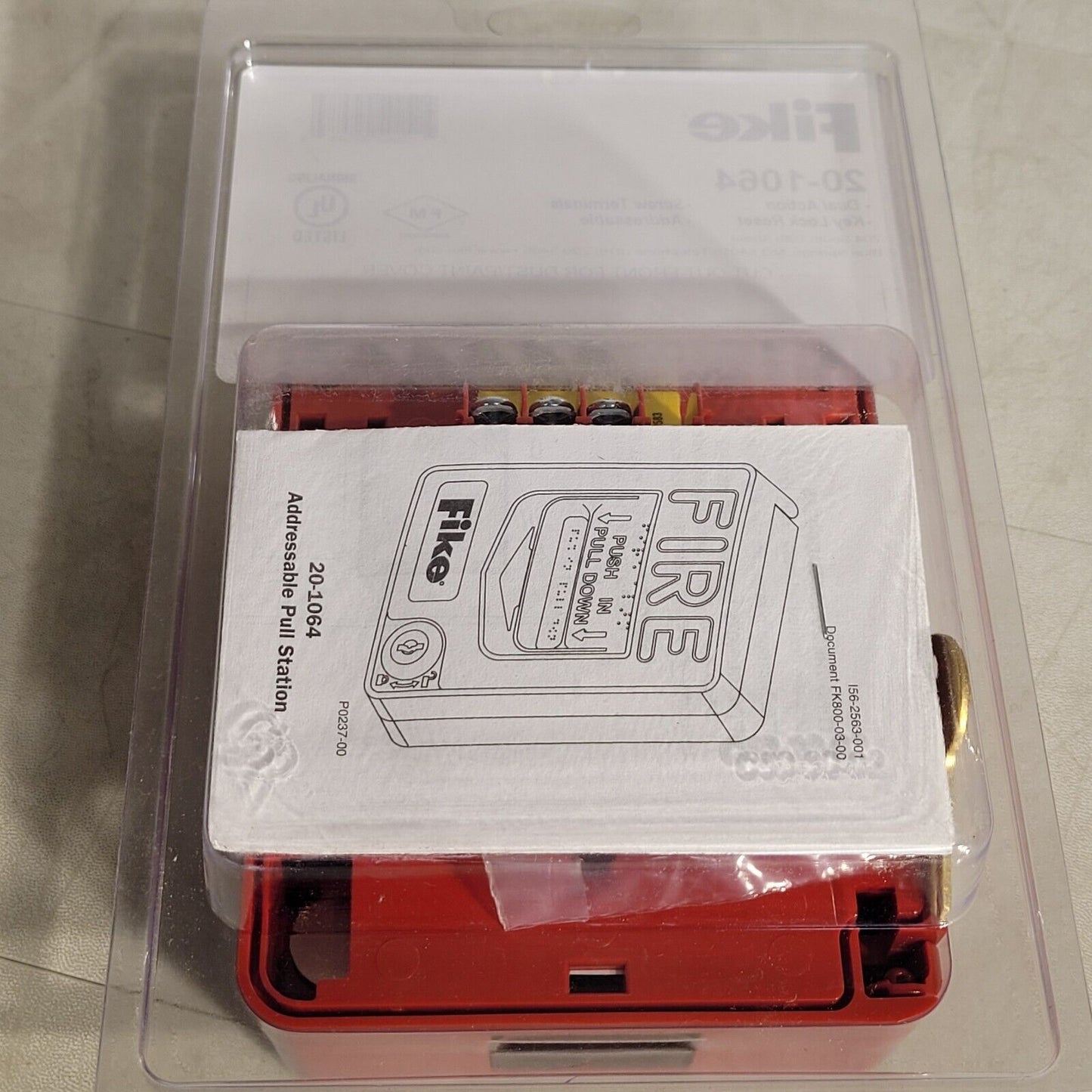 Fike 20-1064 Fire Manual Pull Station Dual Acction Adressable Key Lock Reset