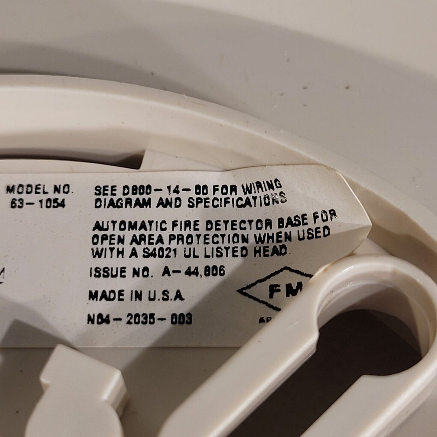 Fike 63-1054 Automatic Fire Detector 6" Base For Open Area Protection