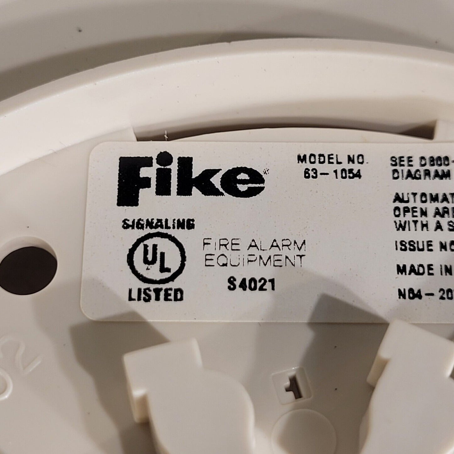 Fike 63-1054 Automatic Fire Detector 6" Base For Open Area Protection