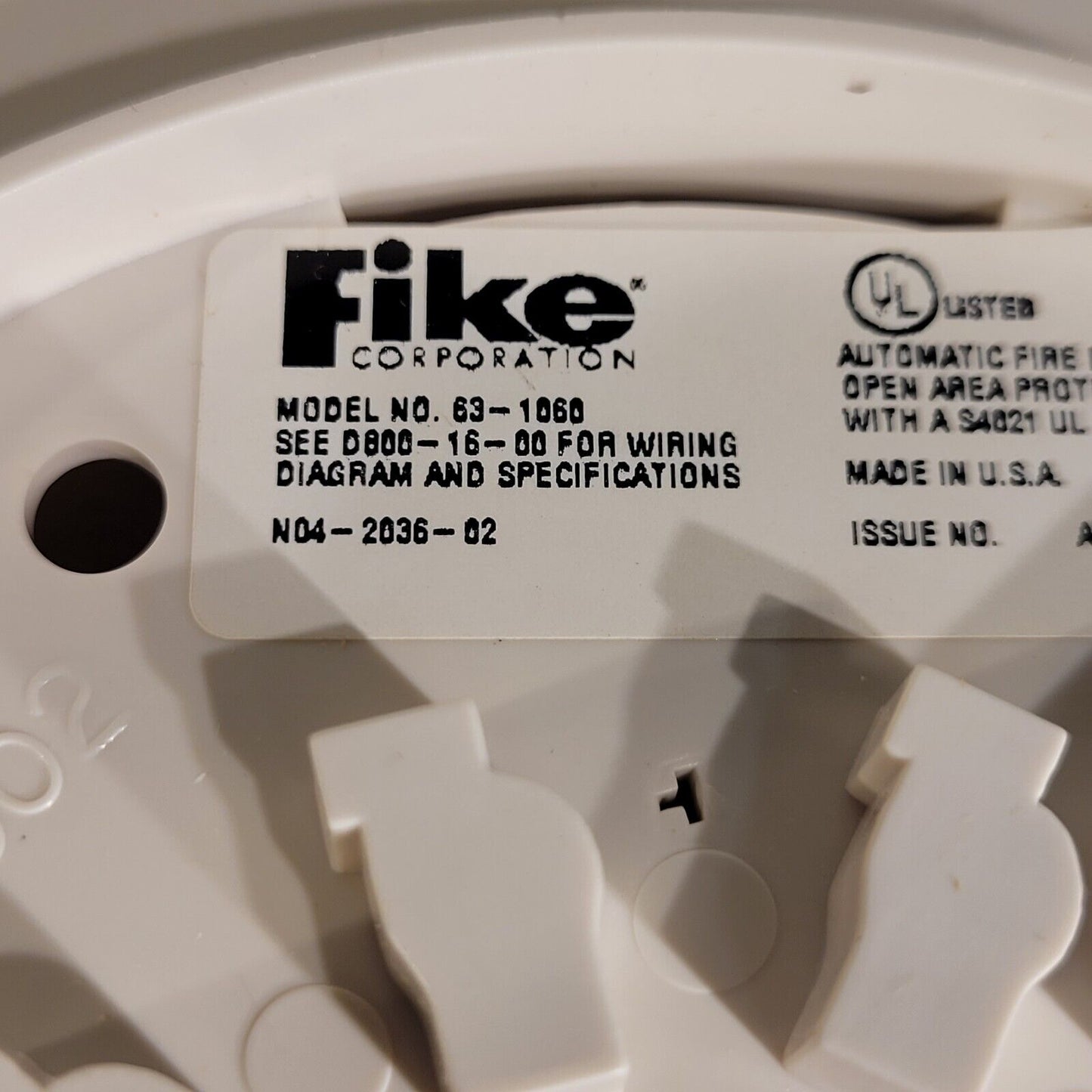 Fike 63-1060 Automatic Fire Detector 6" Base For Open Area Protection
