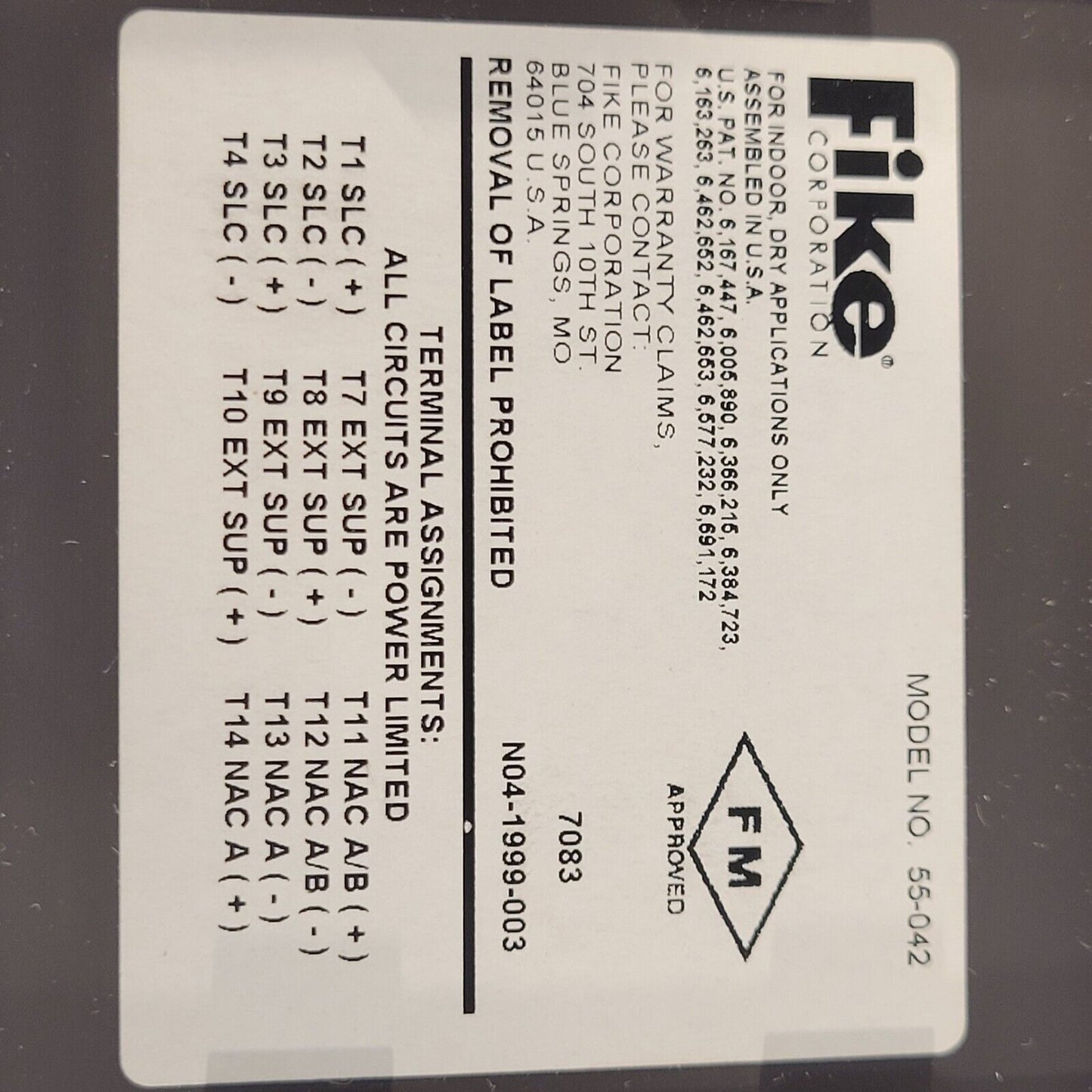 Fike 55-042 Supervised Control Module For Indoor Dry Applications Off White