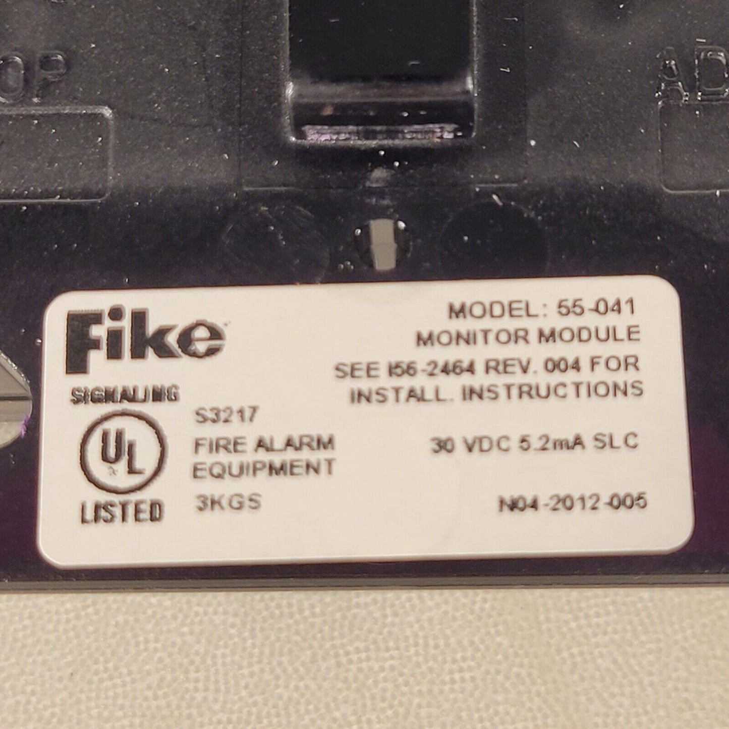 Fike 55-041 Monitor Module For Indoor Dry Applications Non-isolator Off White
