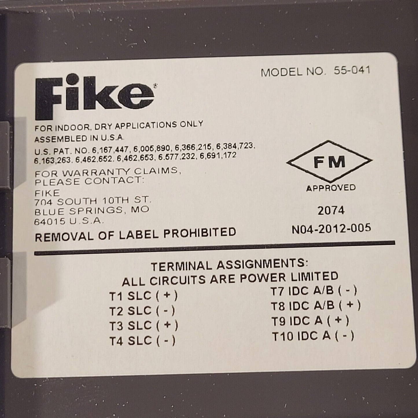 Fike 55-041 Monitor Module For Indoor Dry Applications Non-isolator Off White