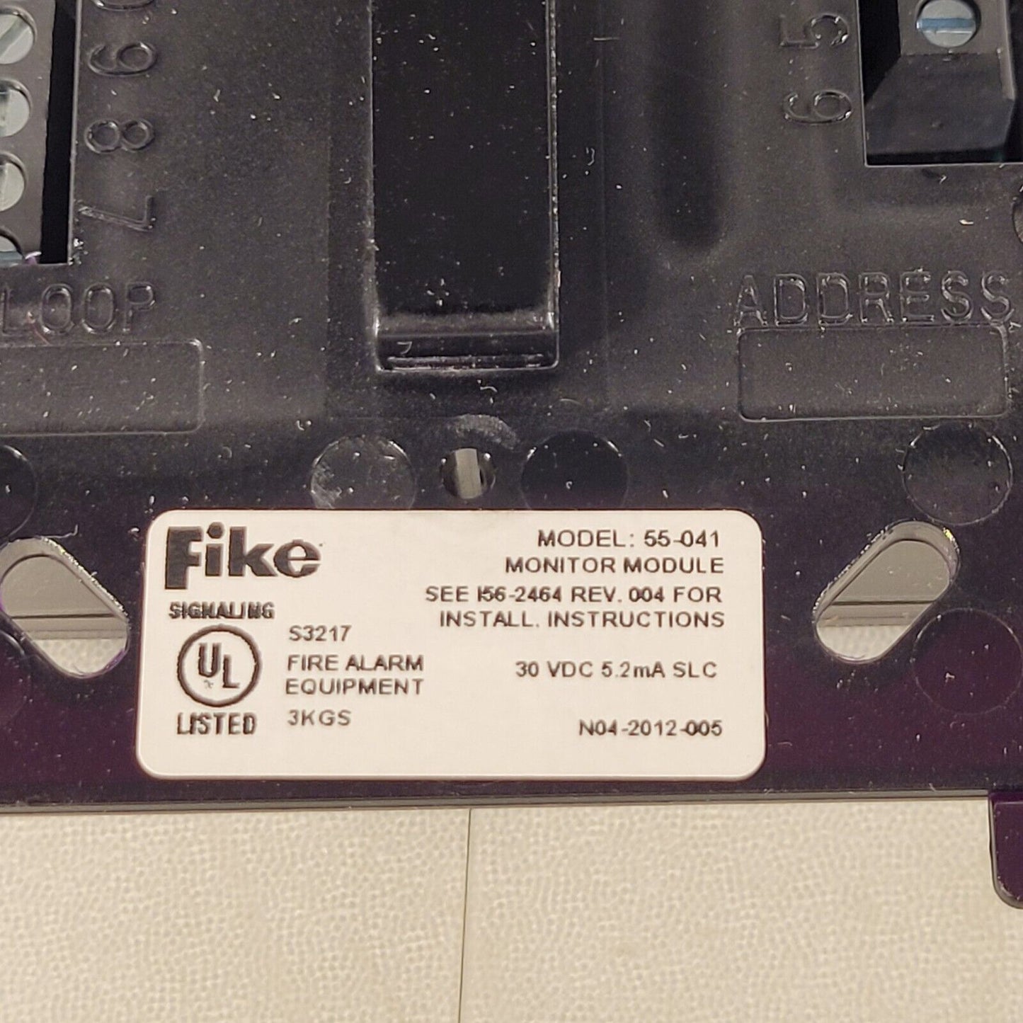Fike 55-041 Monitor Module For Indoor Dry Applications Non-isolator Off White