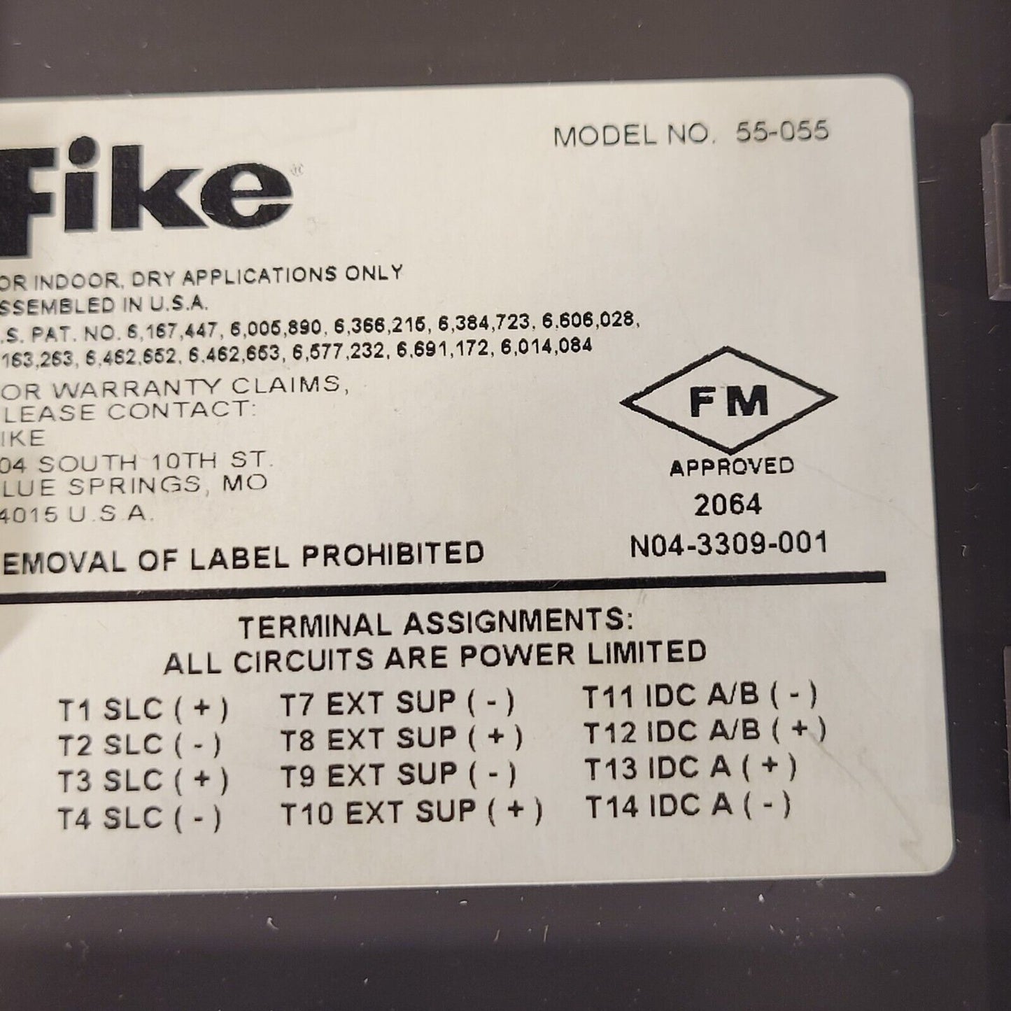 Fike 55-055 Conventional Zone For Indoor Dry Applications Off White