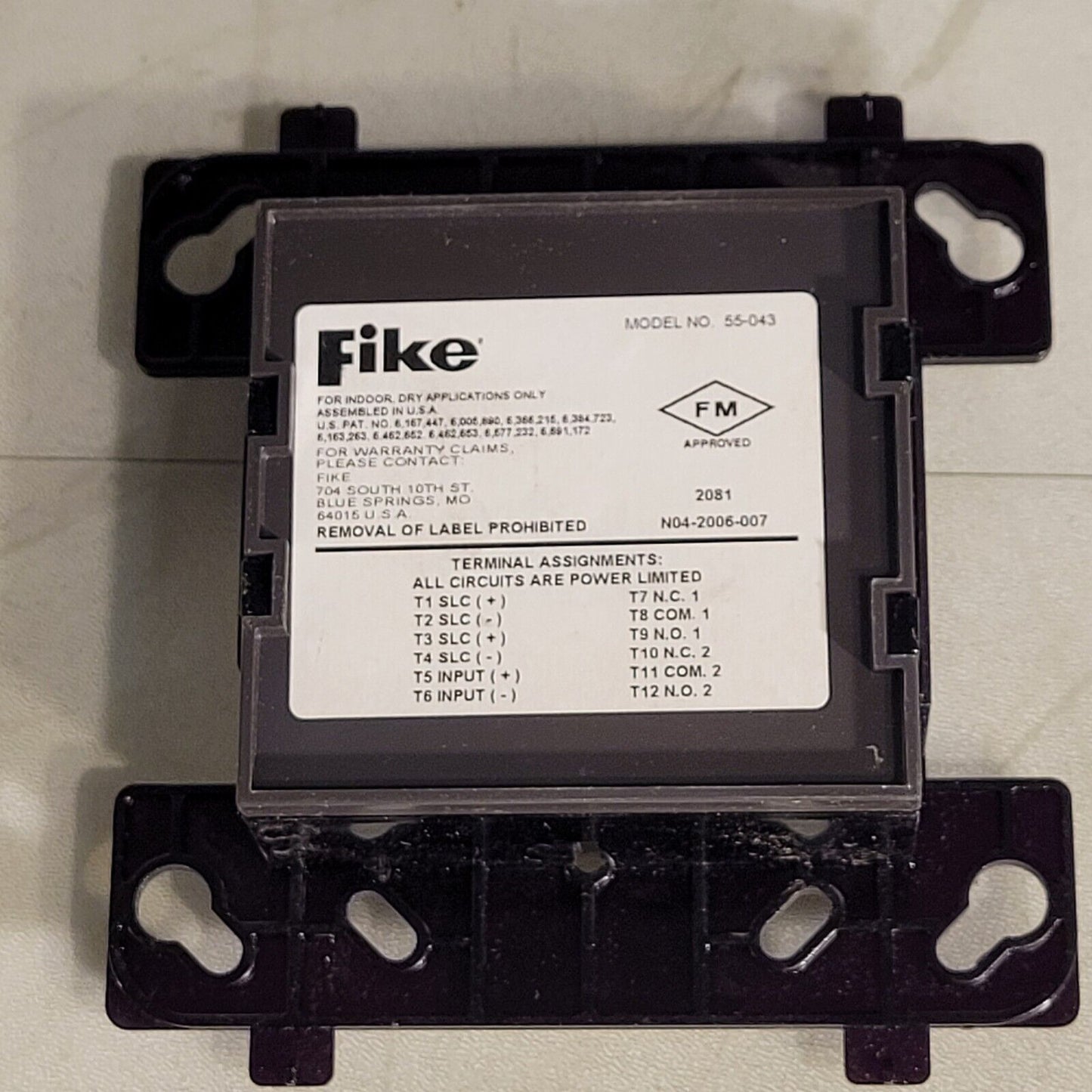 Fike 55-043 Relay Module Non-isolator LED Status Indicator Off White Plate