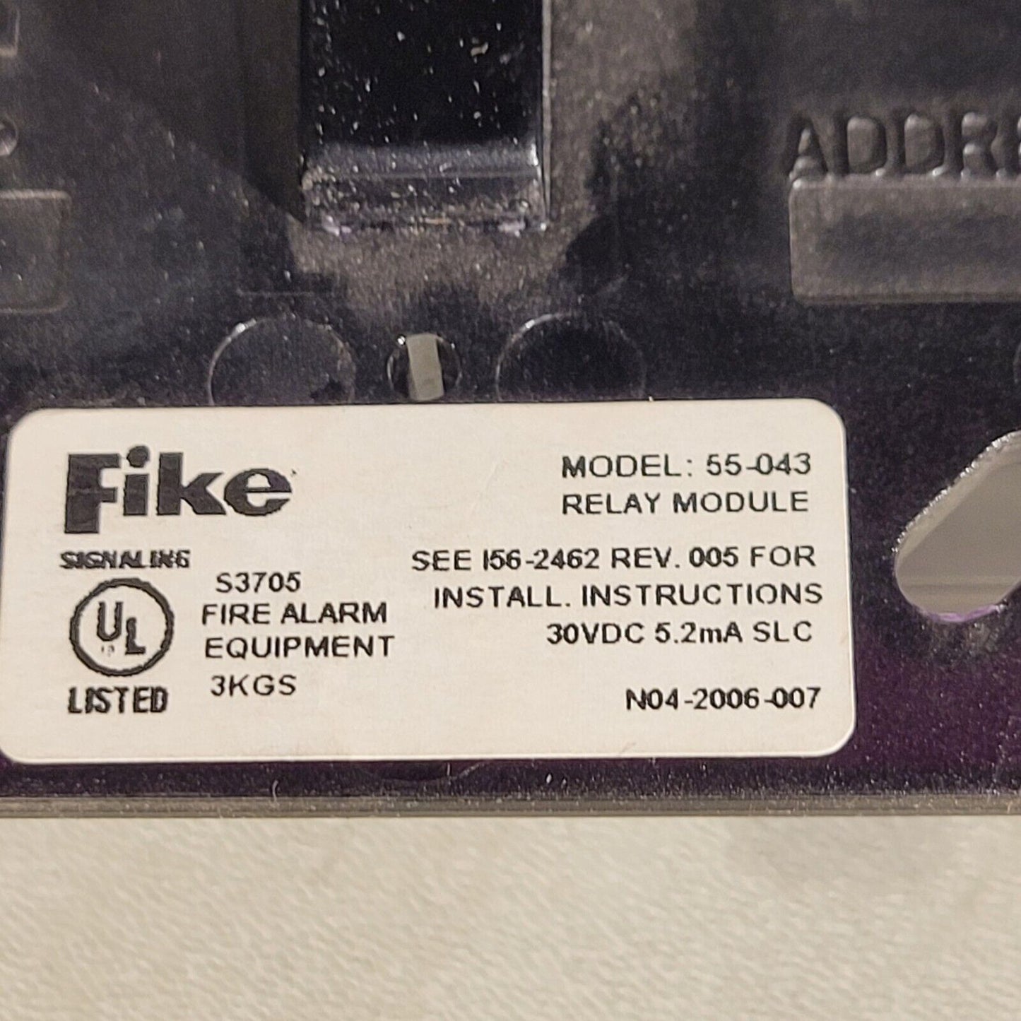 Fike 55-043 Relay Module Non-isolator LED Status Indicator Off White Plate