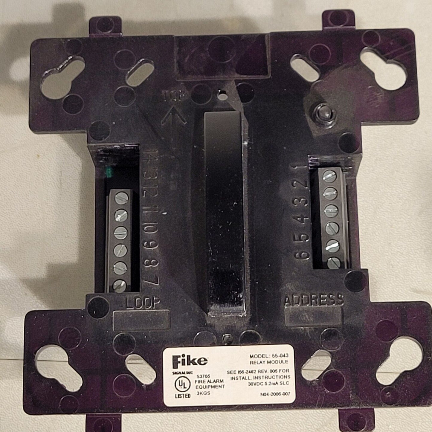 Fike 55-043 Relay Module Non-isolator LED Status Indicator Off White Plate
