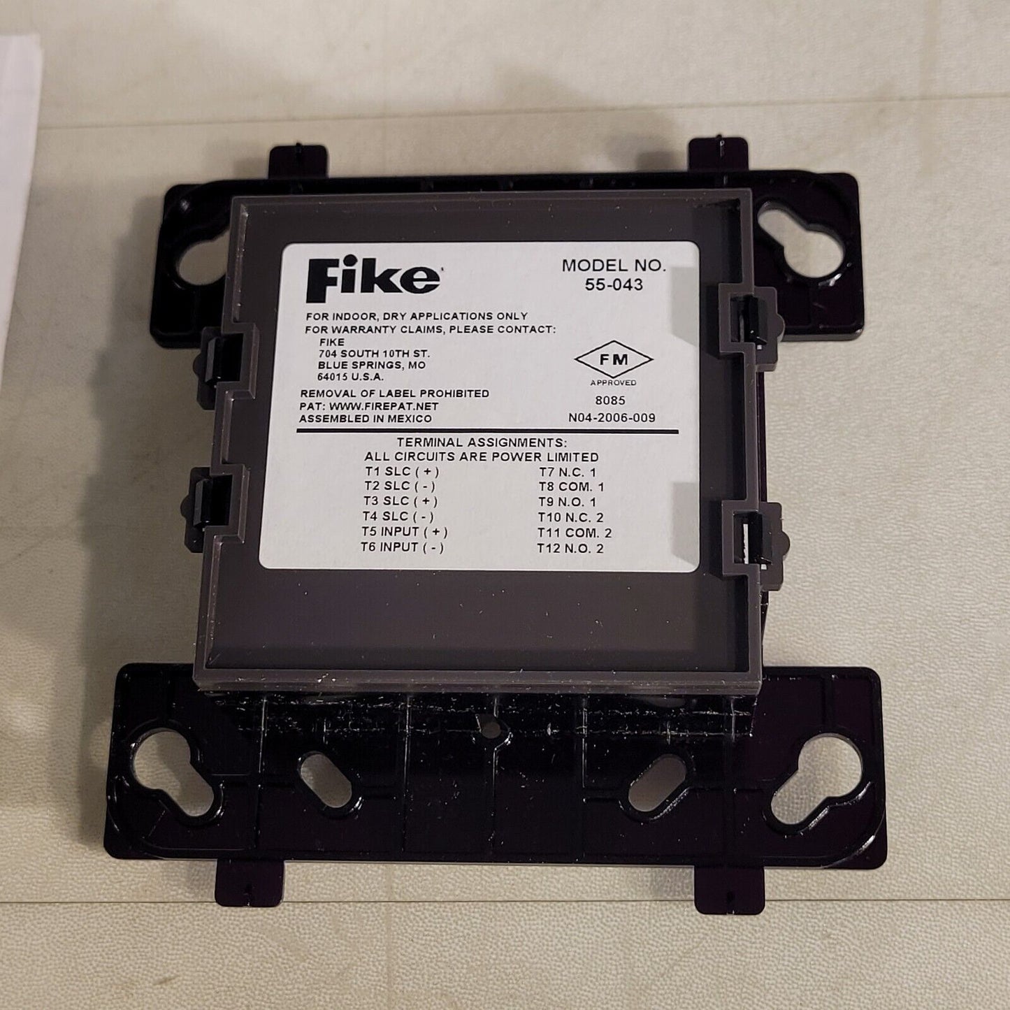 Fike 55-043 Relay Module Non-isolator LED Satus Indicator Bright White Plate