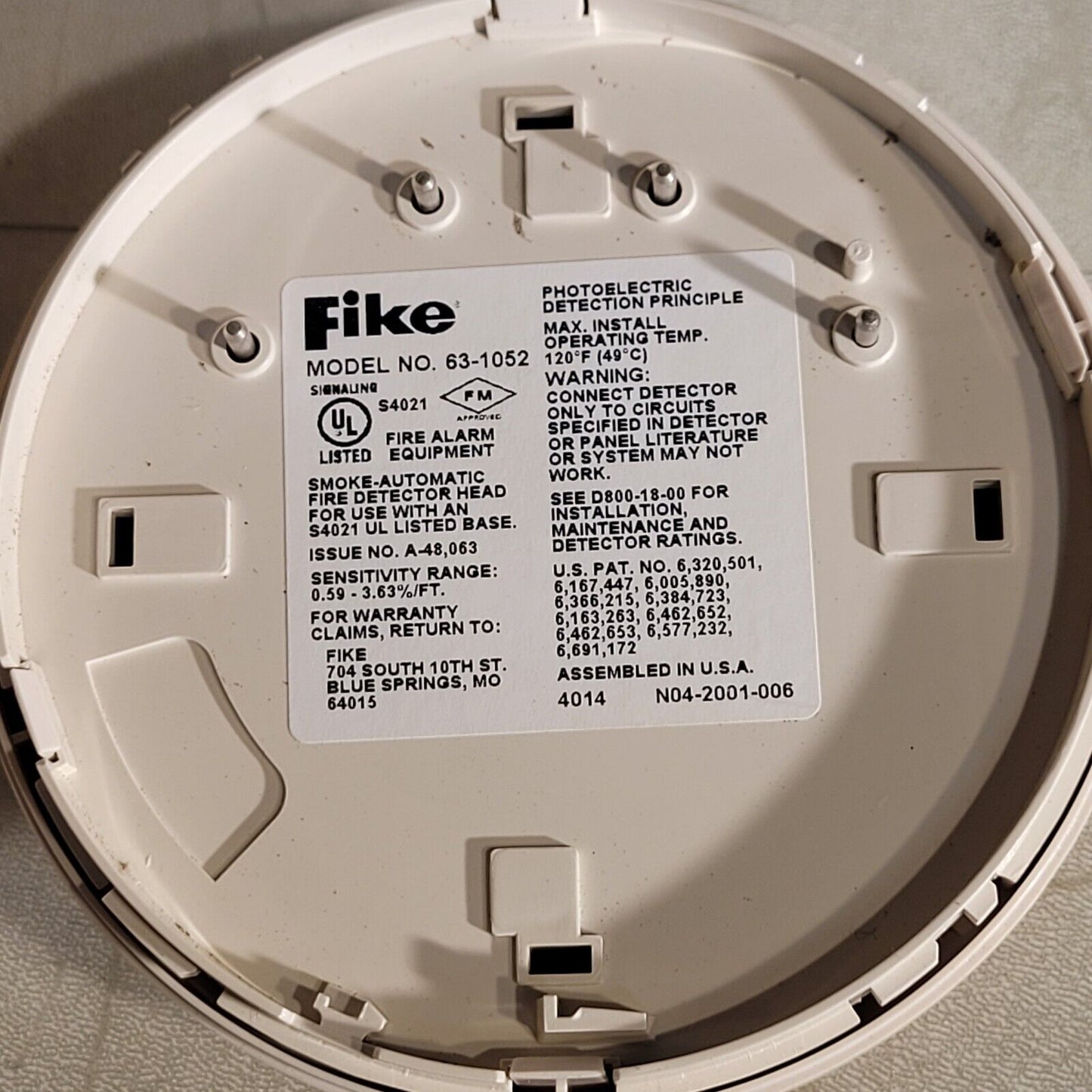 Fike 63-1052 Intelligent Photo Photoelectric Smoke Detector