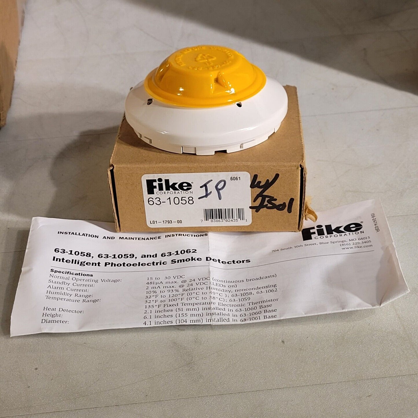 Fike 63-1058 Intelligent Photoelectric Smoke Detector 783863024351