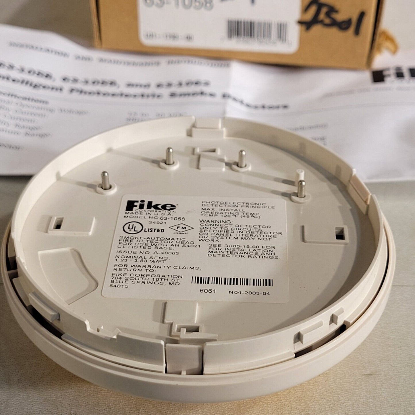 Fike 63-1058 Intelligent Photoelectric Smoke Detector 783863024351