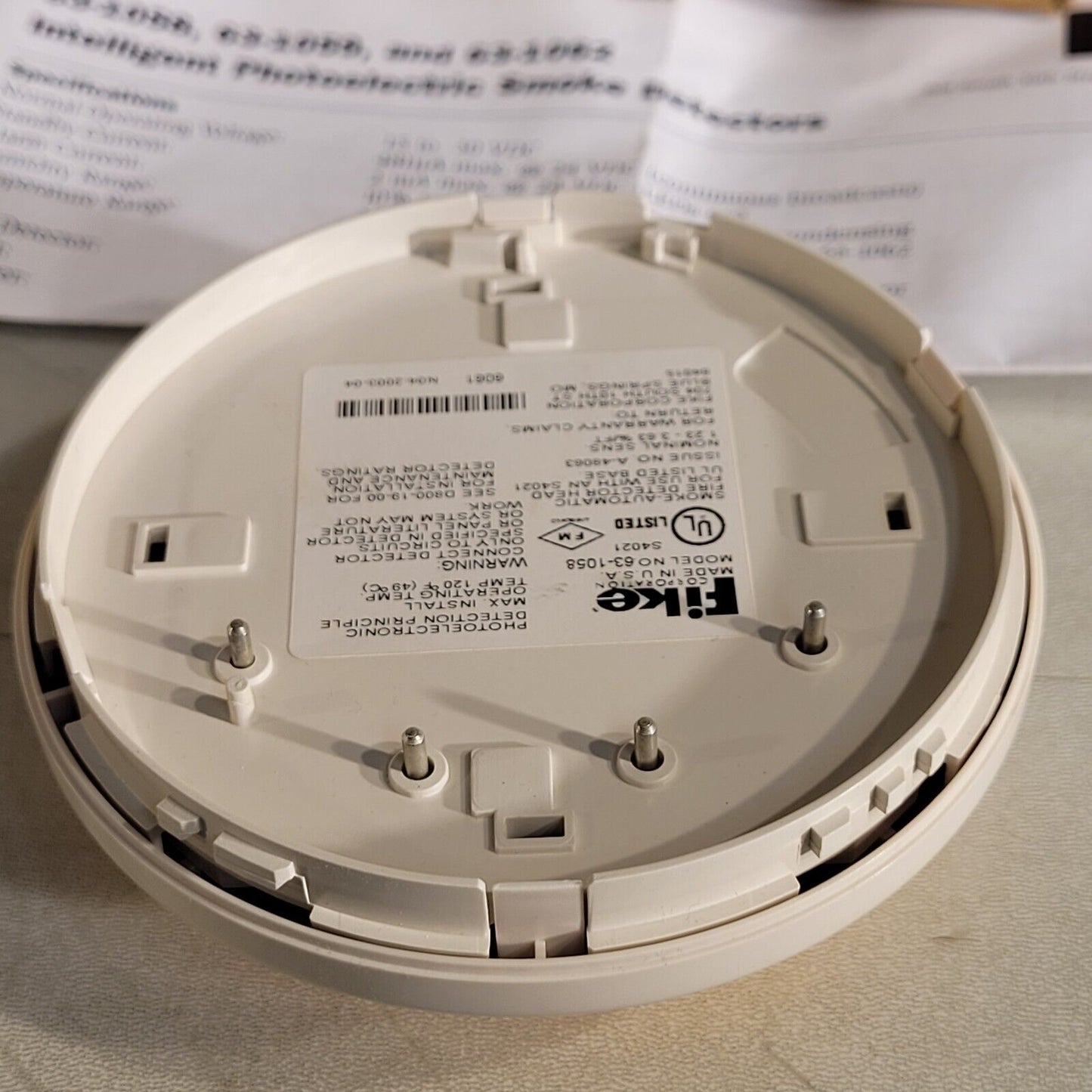 Fike 63-1058 Intelligent Photoelectric Smoke Detector 783863024351
