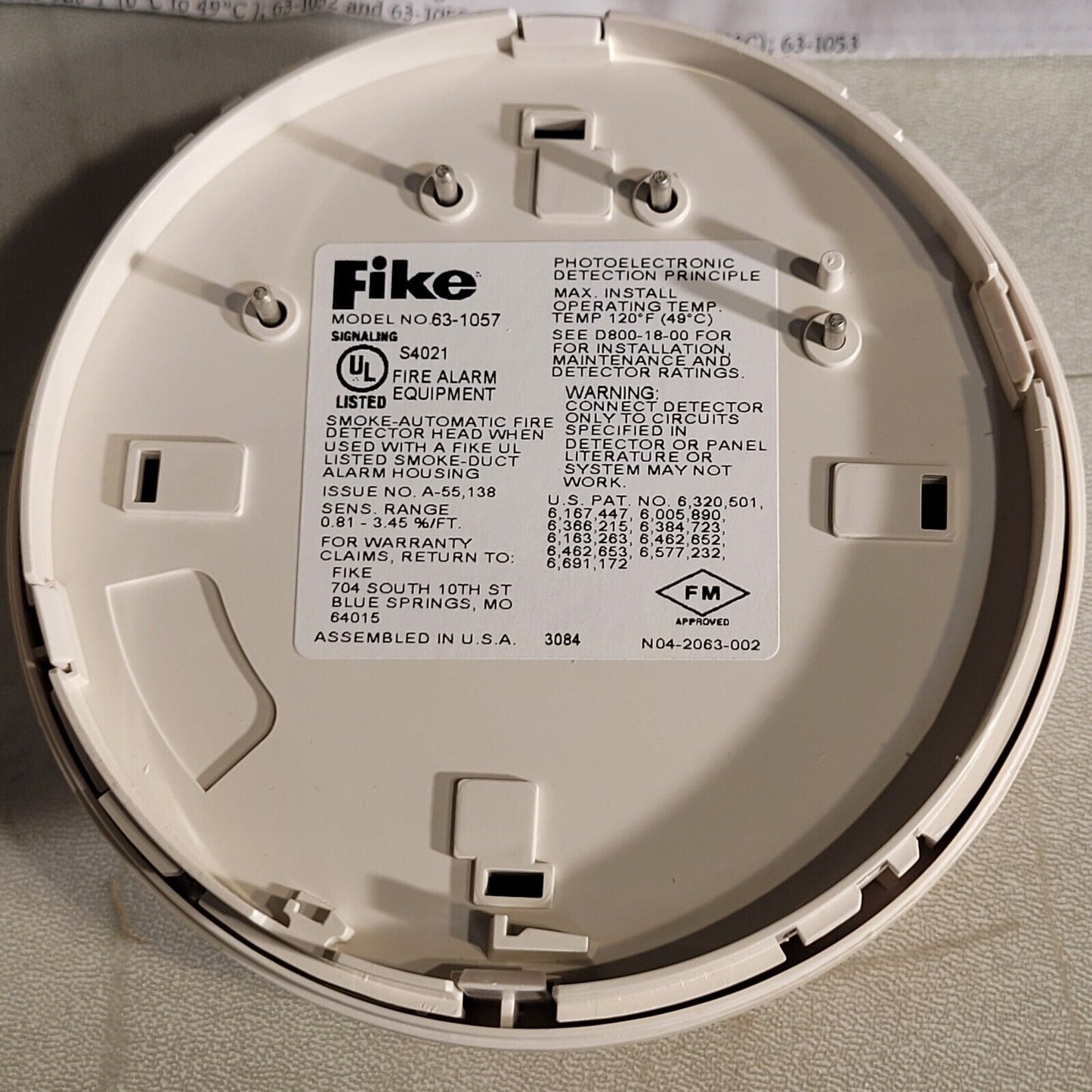 Fike 63-1057 Duct Sensor Head Intelligent Photoelectric Smoke Detector