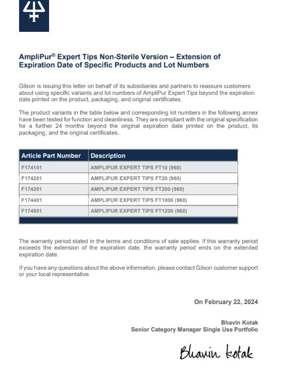 *Case of 4800 Tips* Filter Pipette Tip 1-20uL Universal Gilson AmpliPur F174201