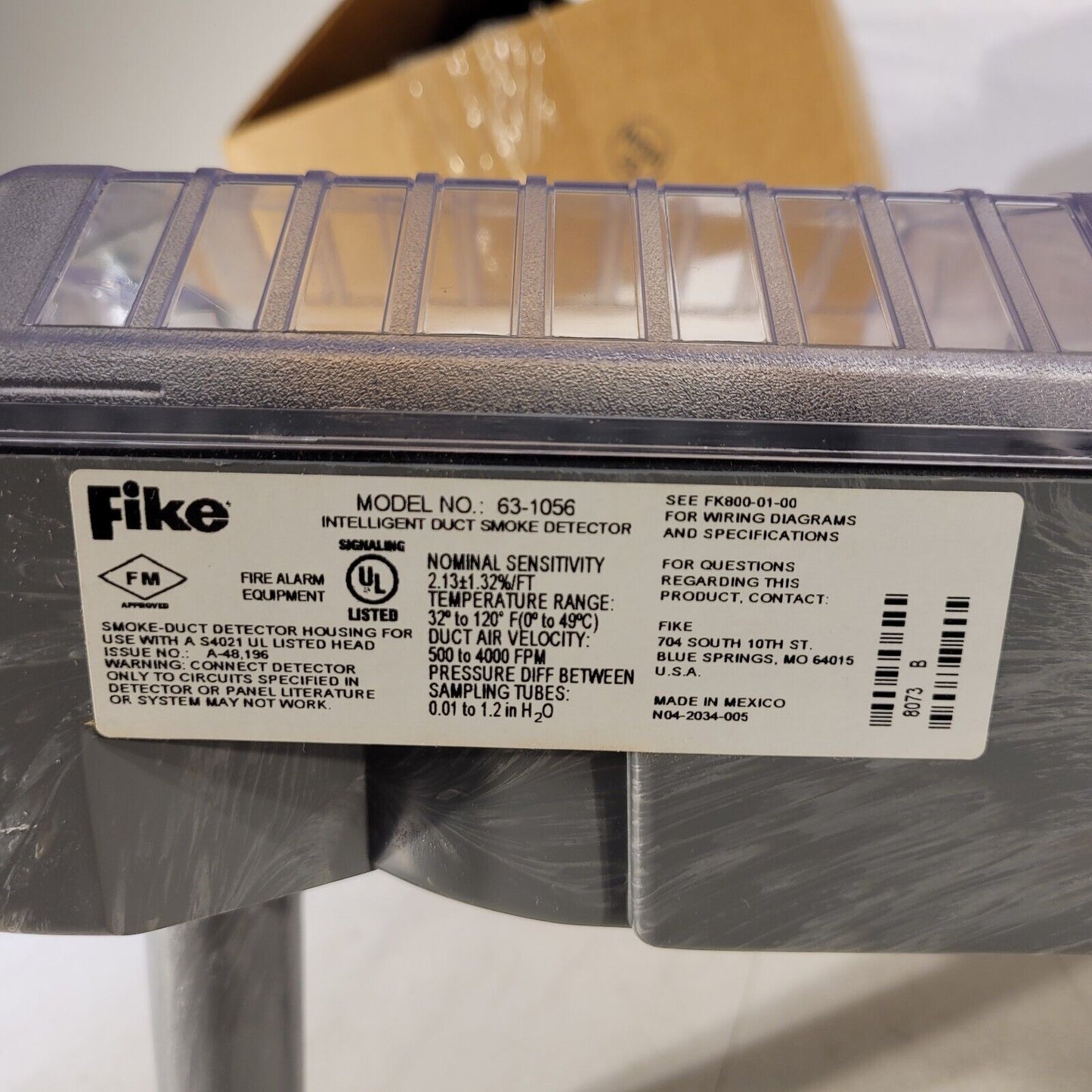 Fike 63-1056 Intelligent Photoelectric Duct Smoke Detector Housing 783863024740