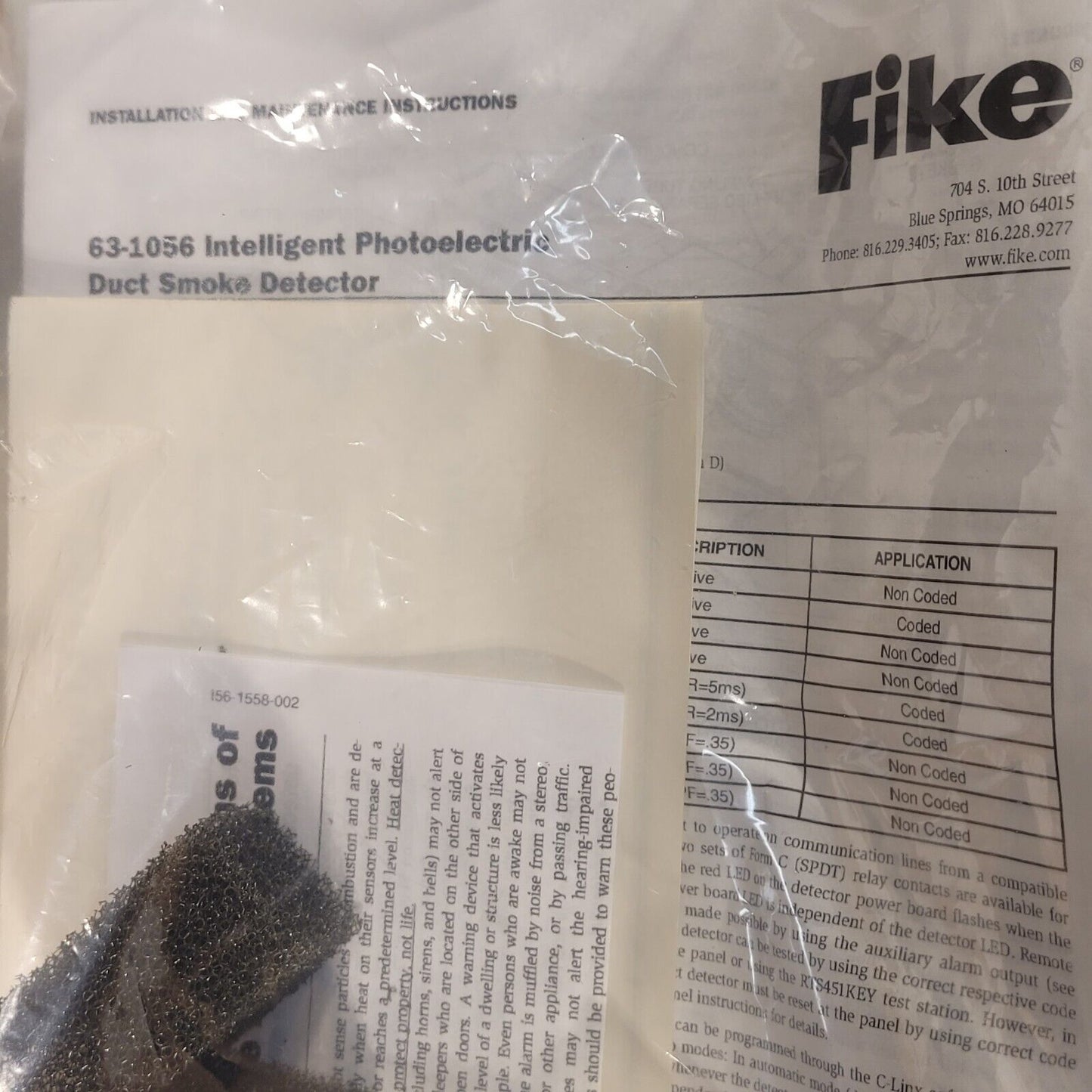 Fike 63-1056 Intelligent Photoelectric Duct Smoke Detector Housing 783863024740