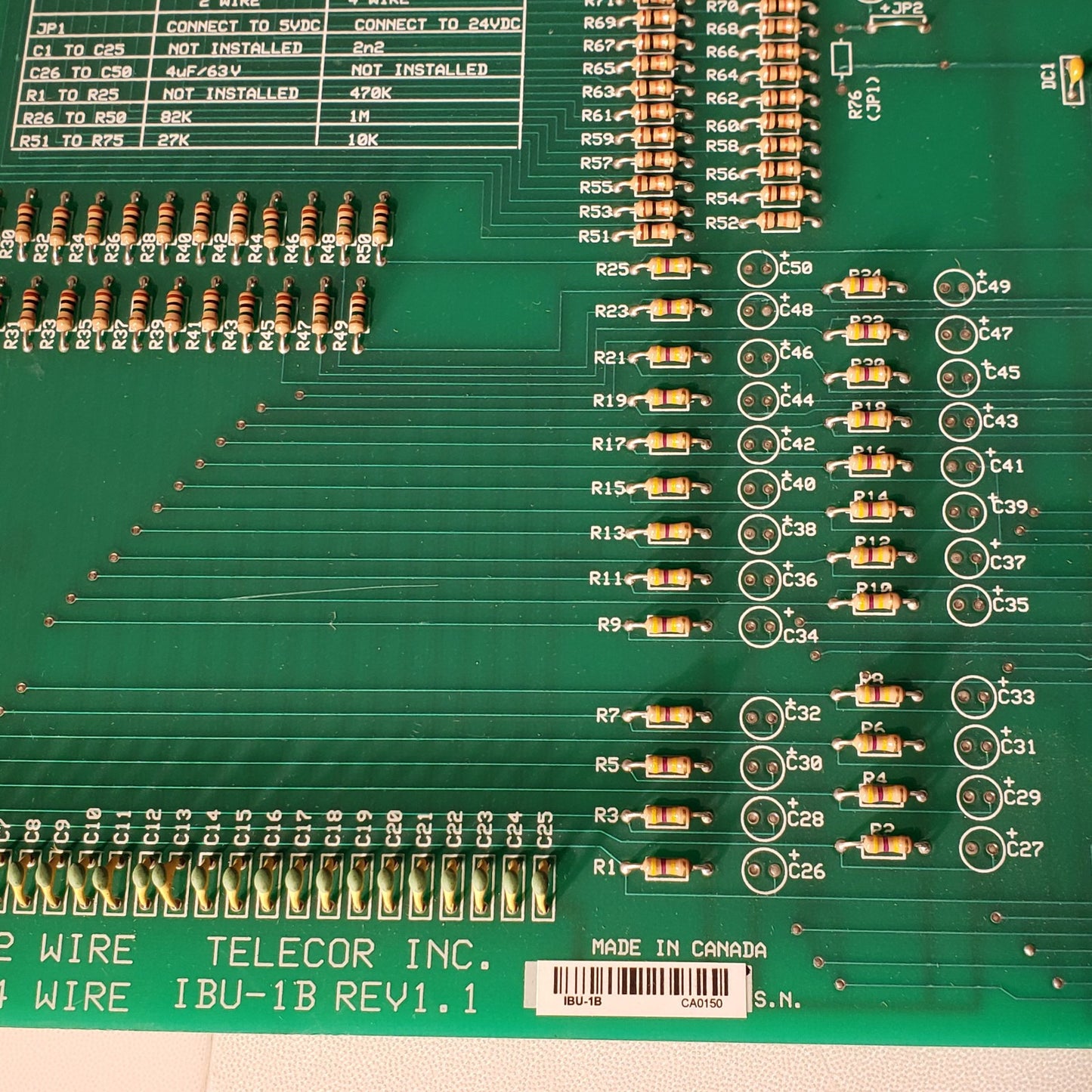 Telecor IBU-1B Rev 1.1 4 Wire Plug In Module Fully Populated Relay Control Board