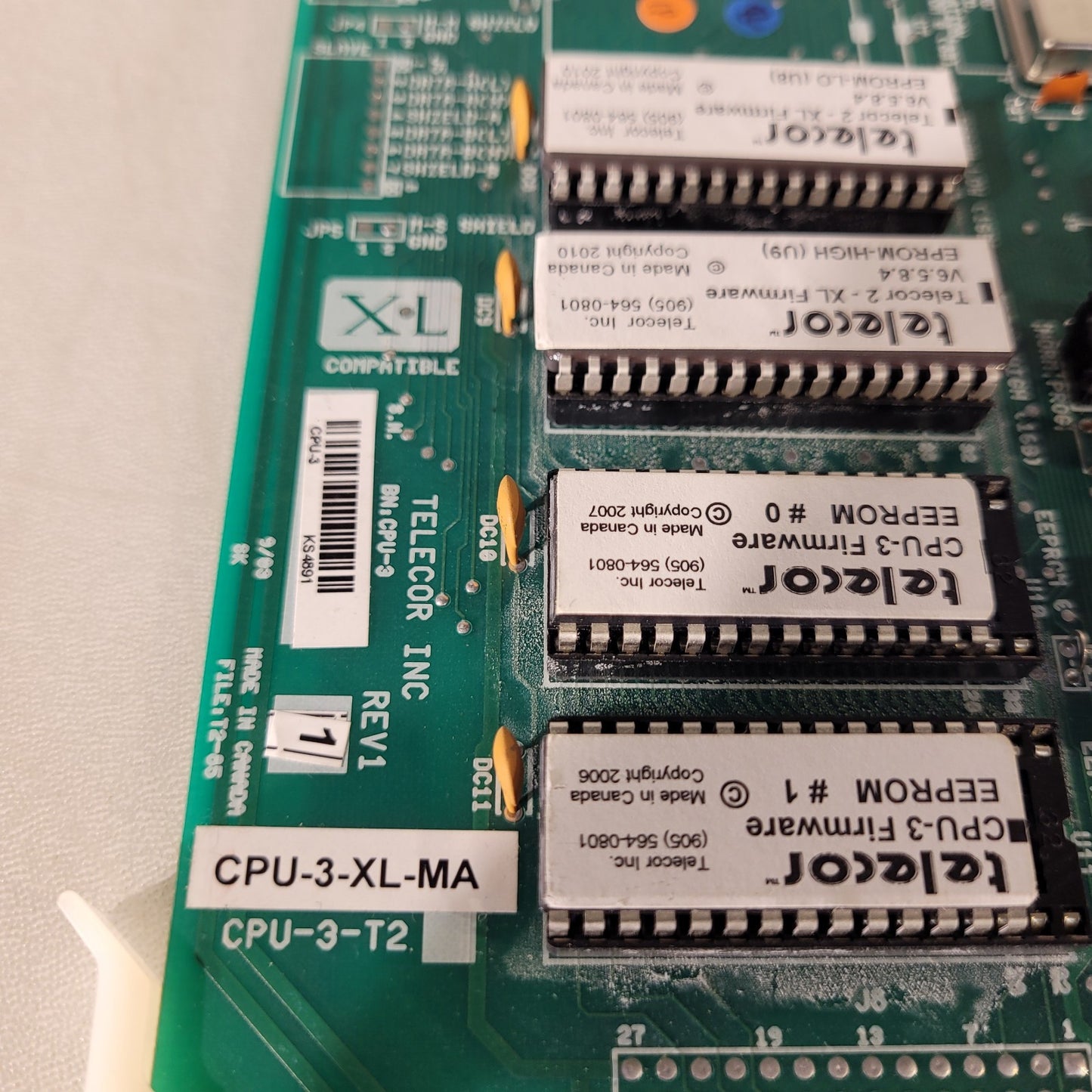 Telecor CPU-3-XL-MA Rev 1 Plug In Module XL Compatible File T2-85 Control Board