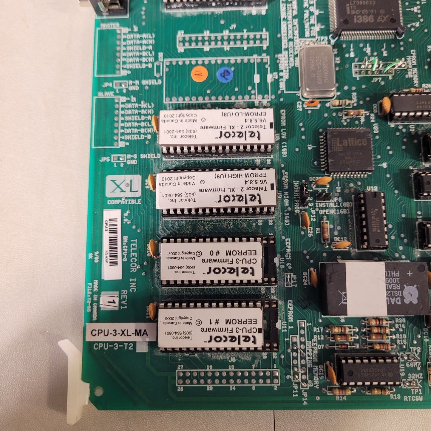Telecor CPU-3-XL-MA Rev 1 Plug In Module XL Compatible File T2-85 Control Board