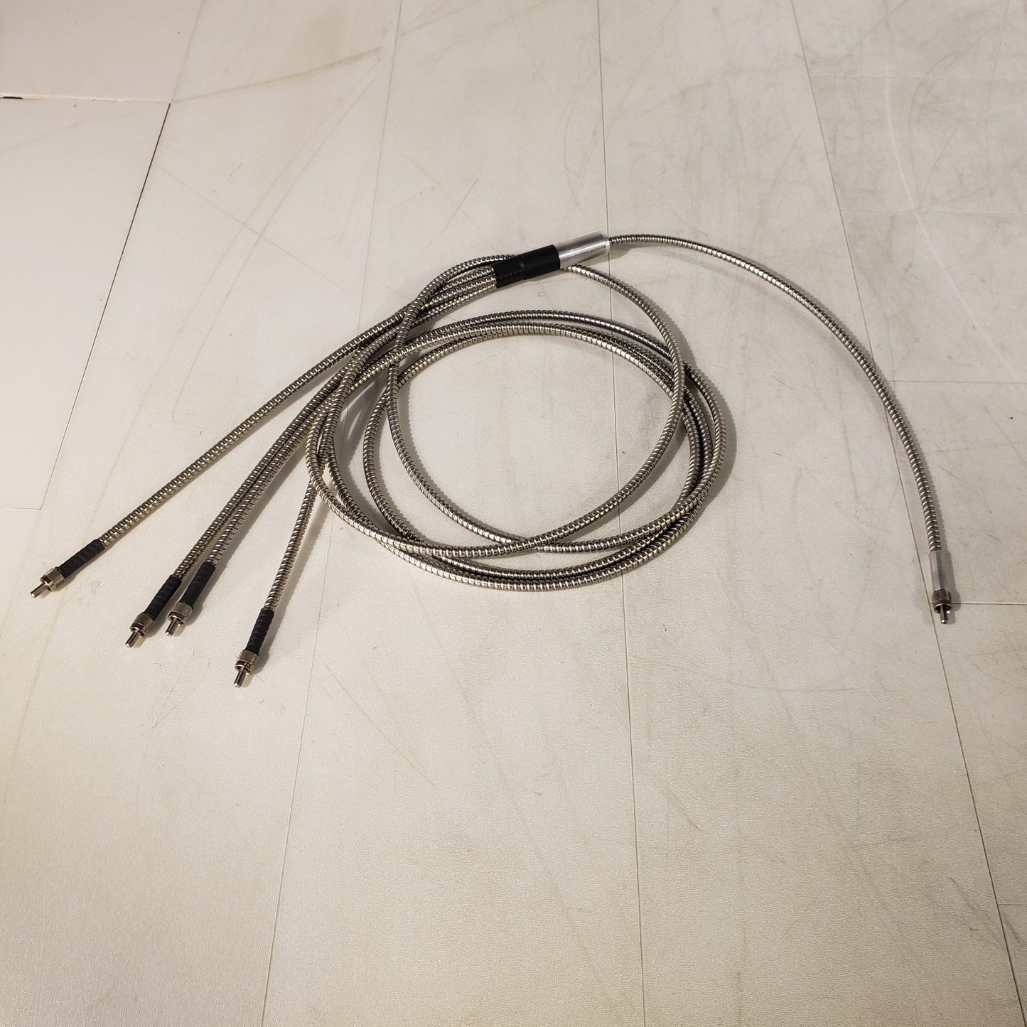 Fiber Optic Cable 12.5" Long 4-Way Splitter Bifurcated w/ Amphenol SMA-905 Plug