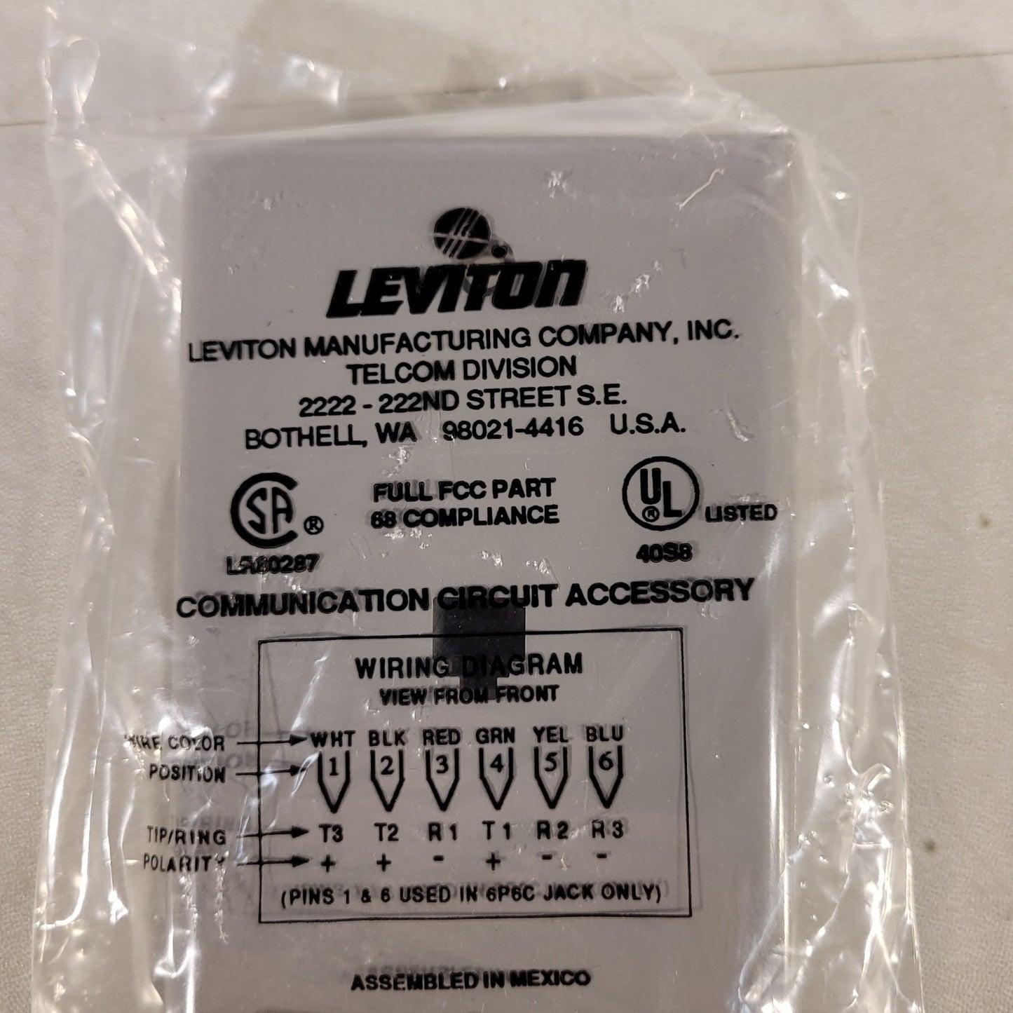 Leviton 4625B-44G Decora® Modular Jack Screw Terminal Gray Flush Mount
