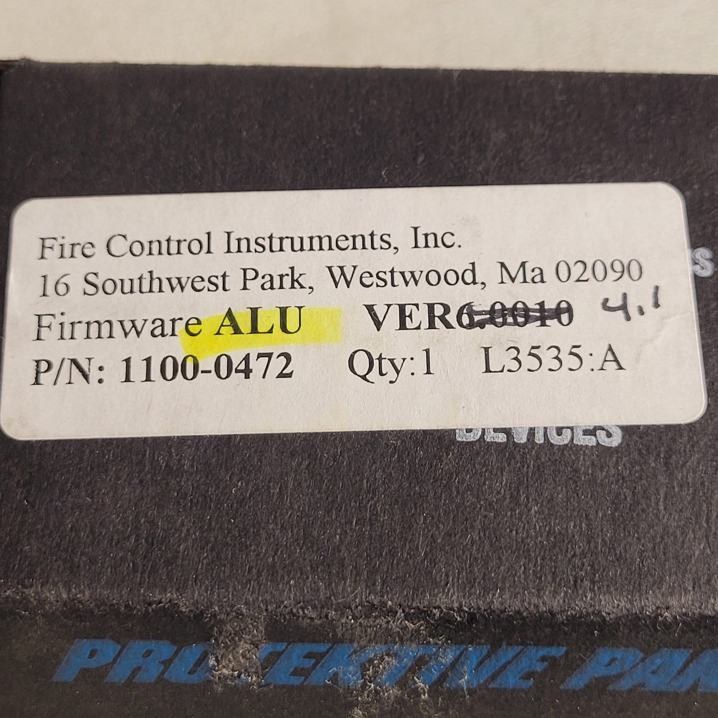 FCI 7200 ALU Ver. 4.1 Firmware Chip Honeywell Fire Control Instruments