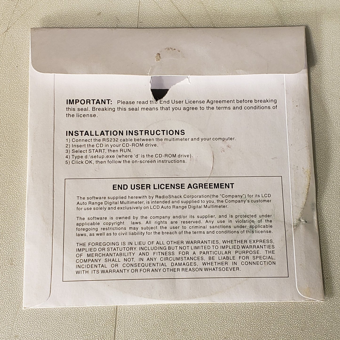 Vintage RadioShack MeterView Digital Multimeter Software Ver 1 For Windows