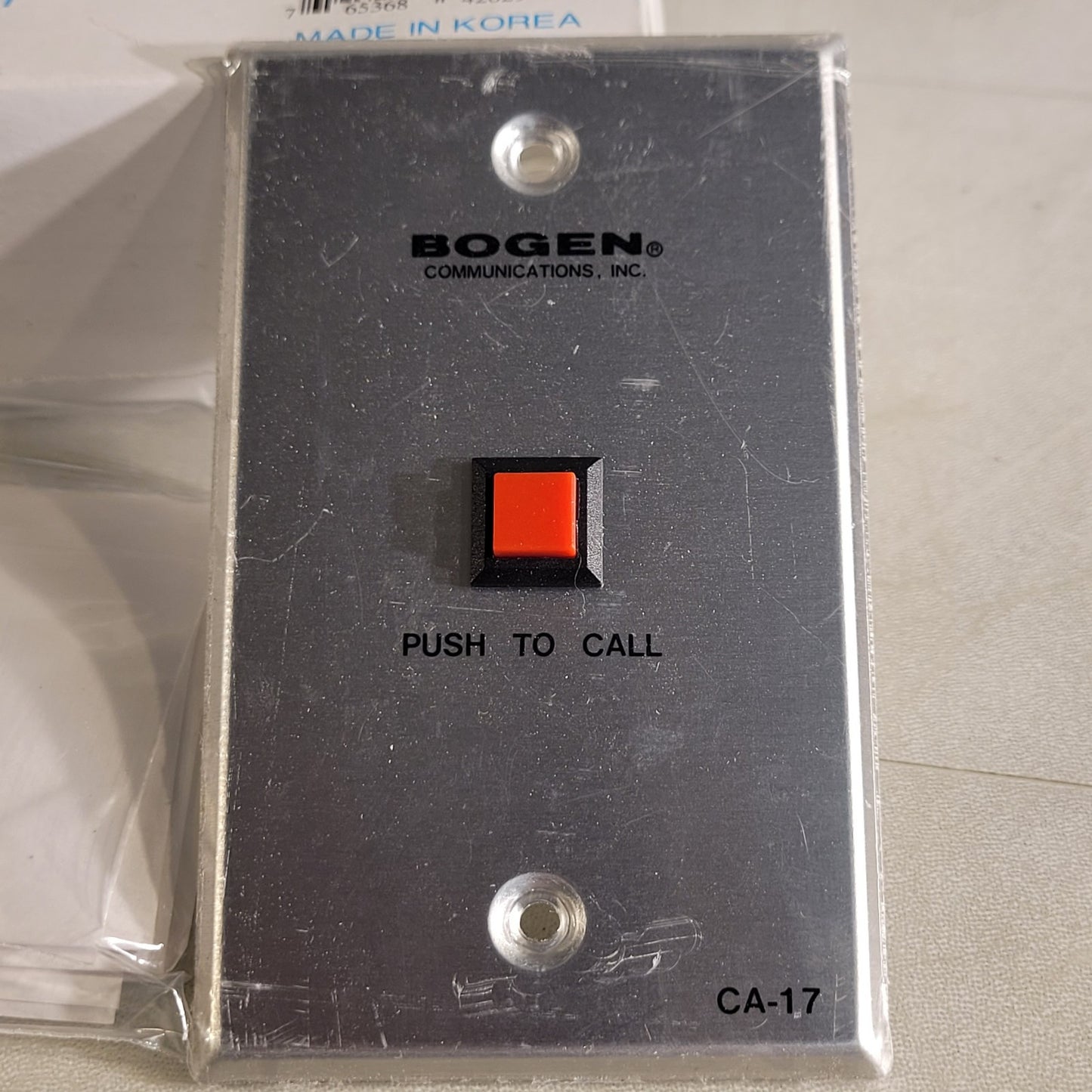 Bogen CA-17 Push To Call Button Intercom Switch Stainless Steel Plate