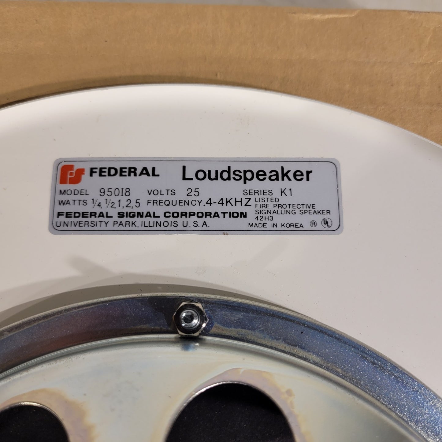 Federal Signal K1 950I8*25W Loudspeaker 8" Ceiling Speaker 13" Mount White