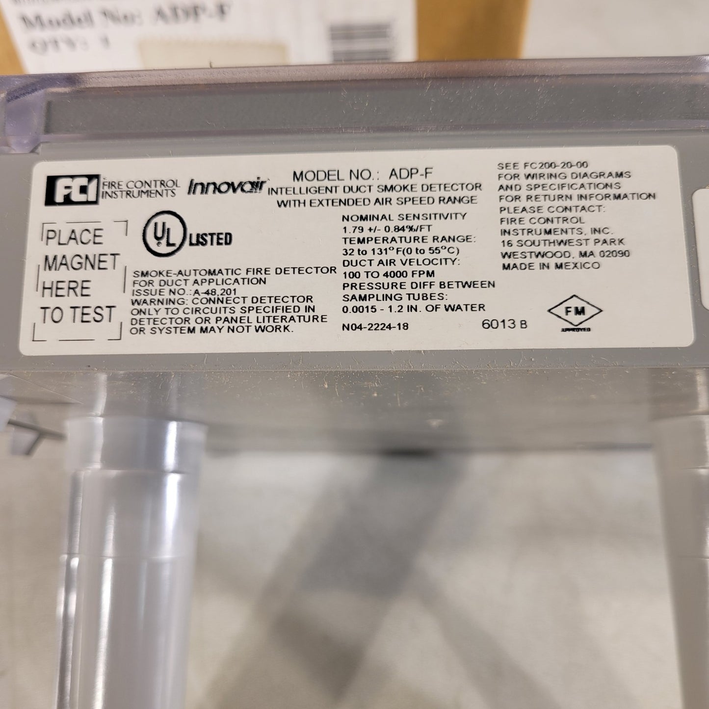 FCI ADP-F Innovair Intelligent Duct Smoke Detector w/ Extended Range Gamewell