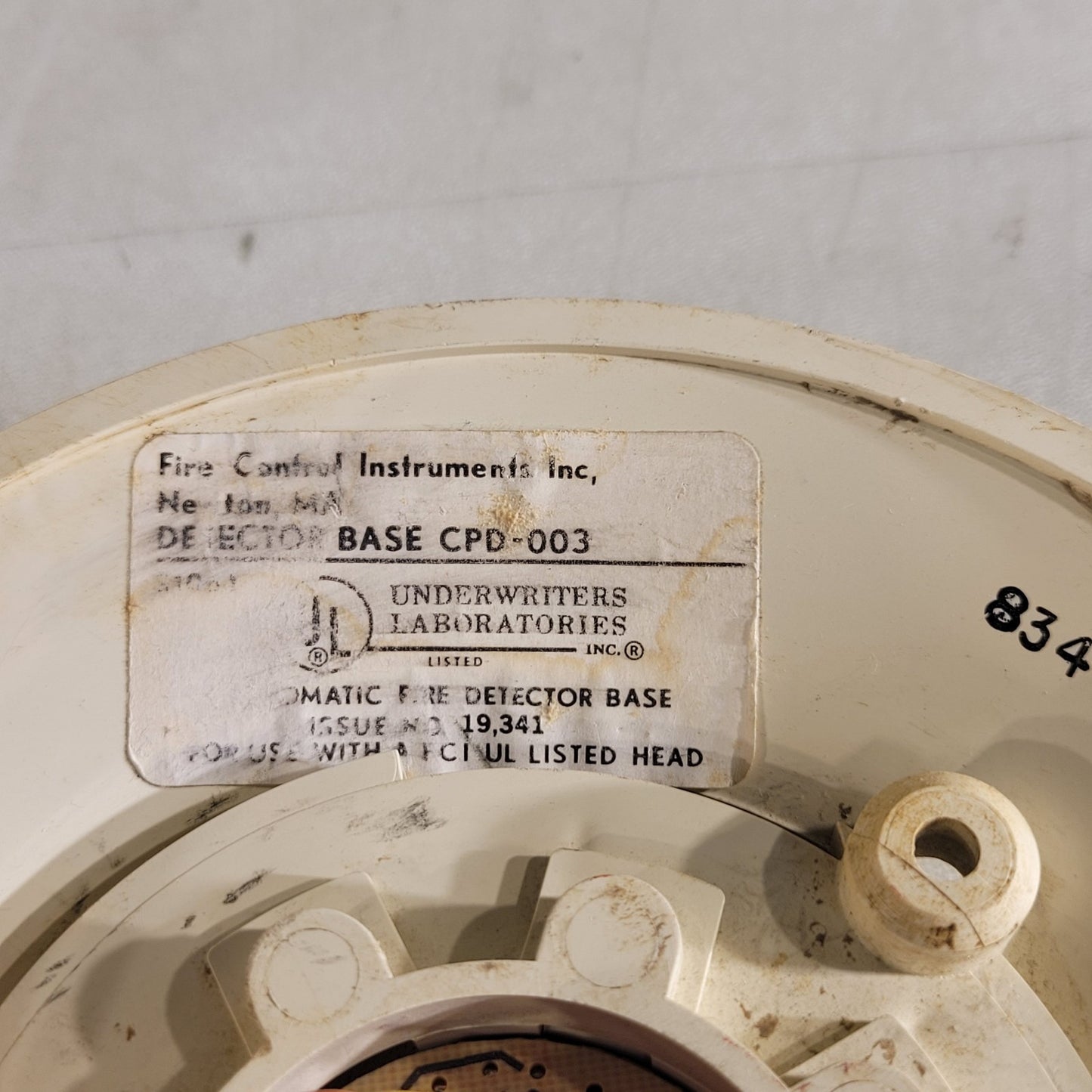 FCI CPD-003 Detector Base Automatic Fire Detector Base Underwriters Labratories