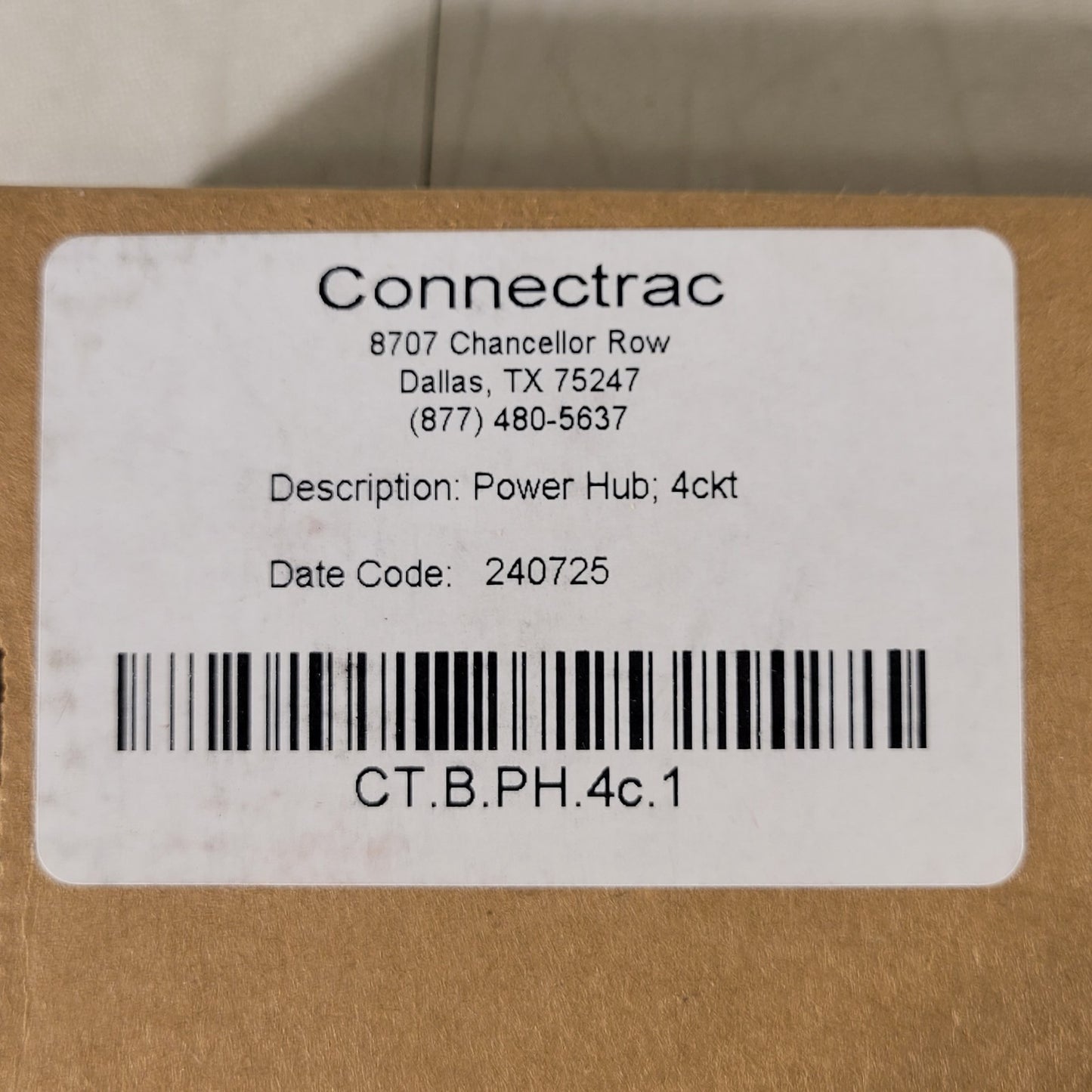 Connectrac CT.B.PH.4c.1 Raceway Power Hub Device Connection Point and Coupler