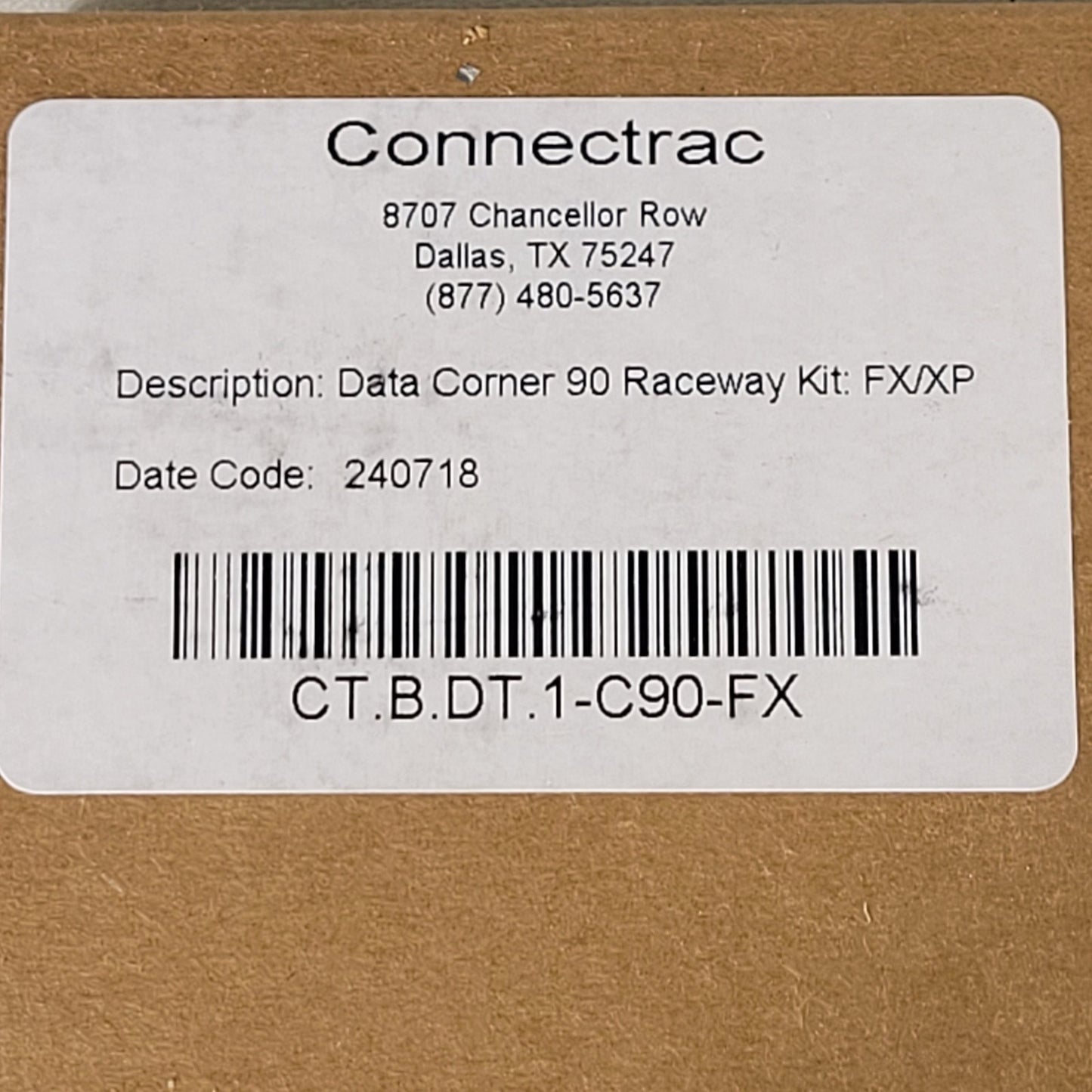 Connectrac CT.B.DT.1-C90-FX Datatrac Corner 90 Degree Raceway Kit FX/XP