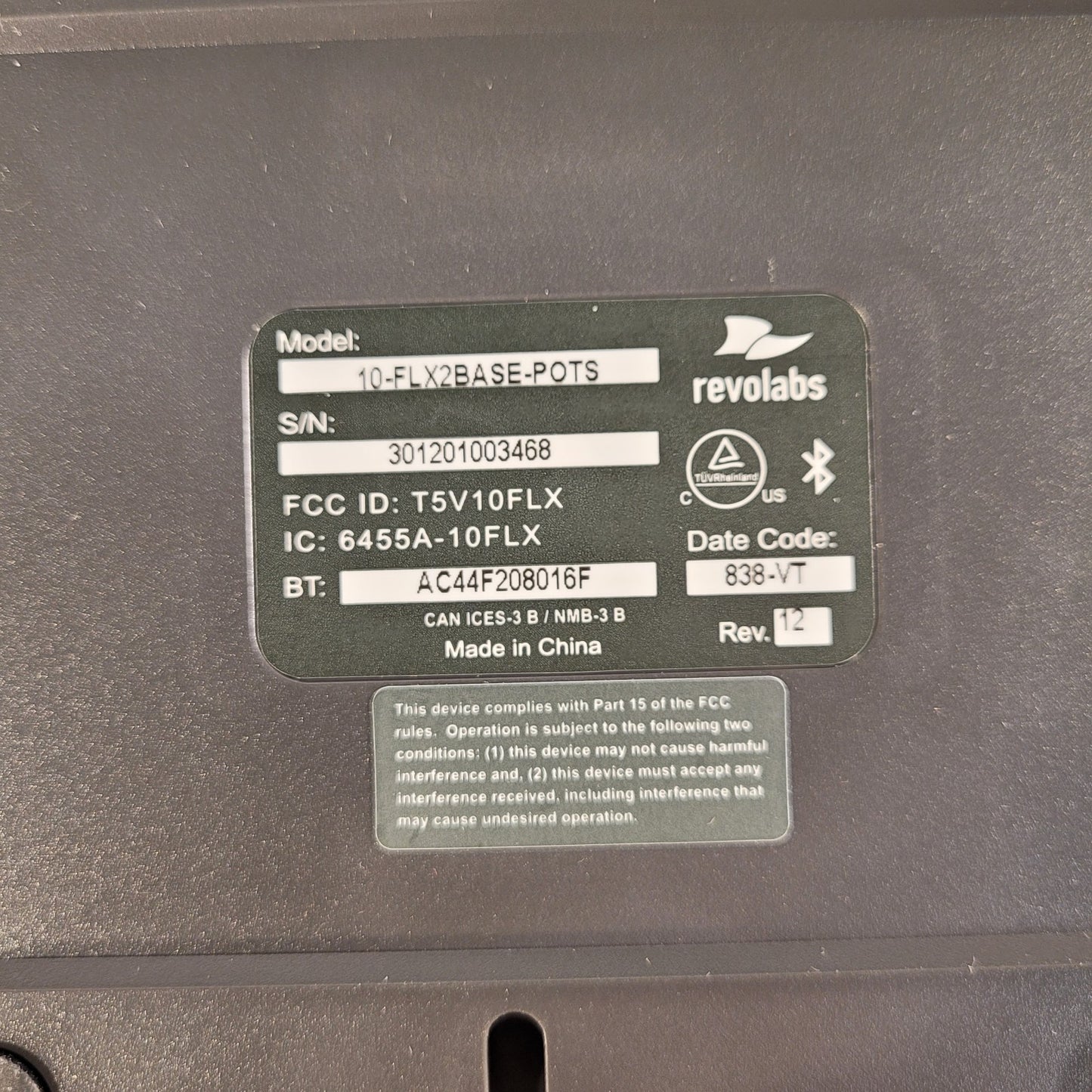 RevoLabs 10-FLX2BASE-POTS FLX2 Base Station and Power Cable