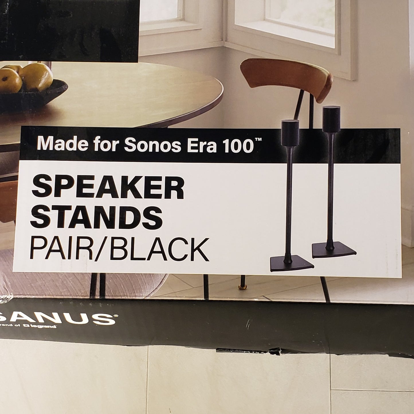 Sanus WSSE12-B2 Wireless Speaker Stands Pair Black for Sonos Era 100 Speakers
