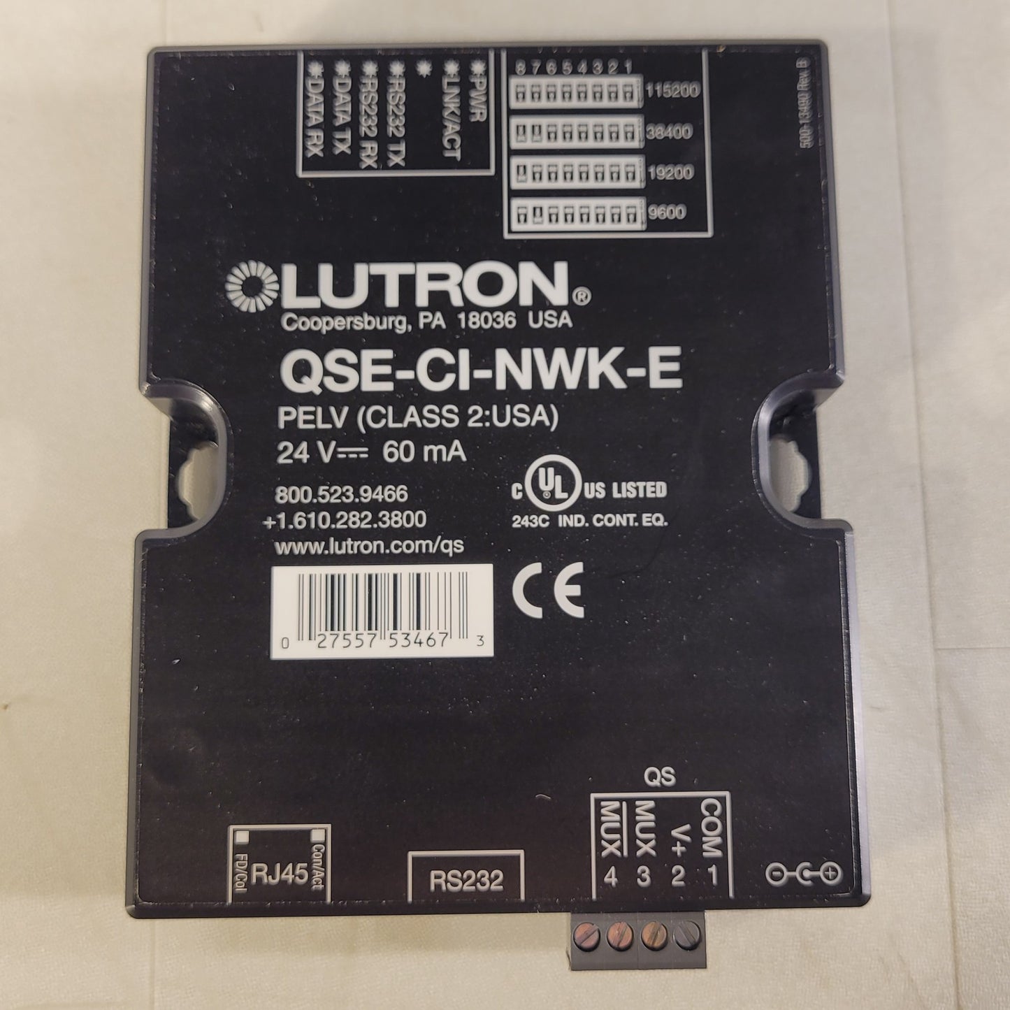 Lutron Electronics QSE-CI-NWK-E Grafik Eye Control QS Ethernet Interface Class 2