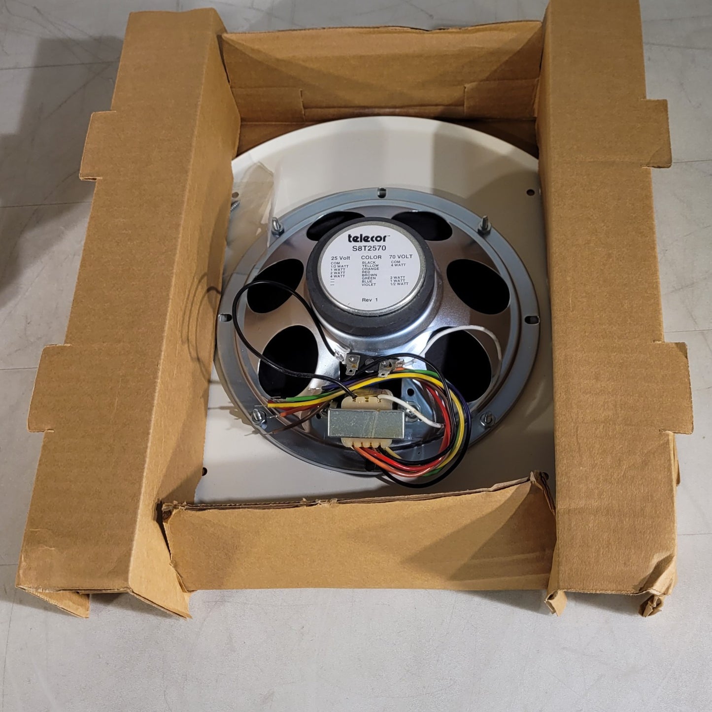 Telecor S8T2570 Rev 1 8″ Loudspeaker w/ Voltage Transformer and Speaker Mount