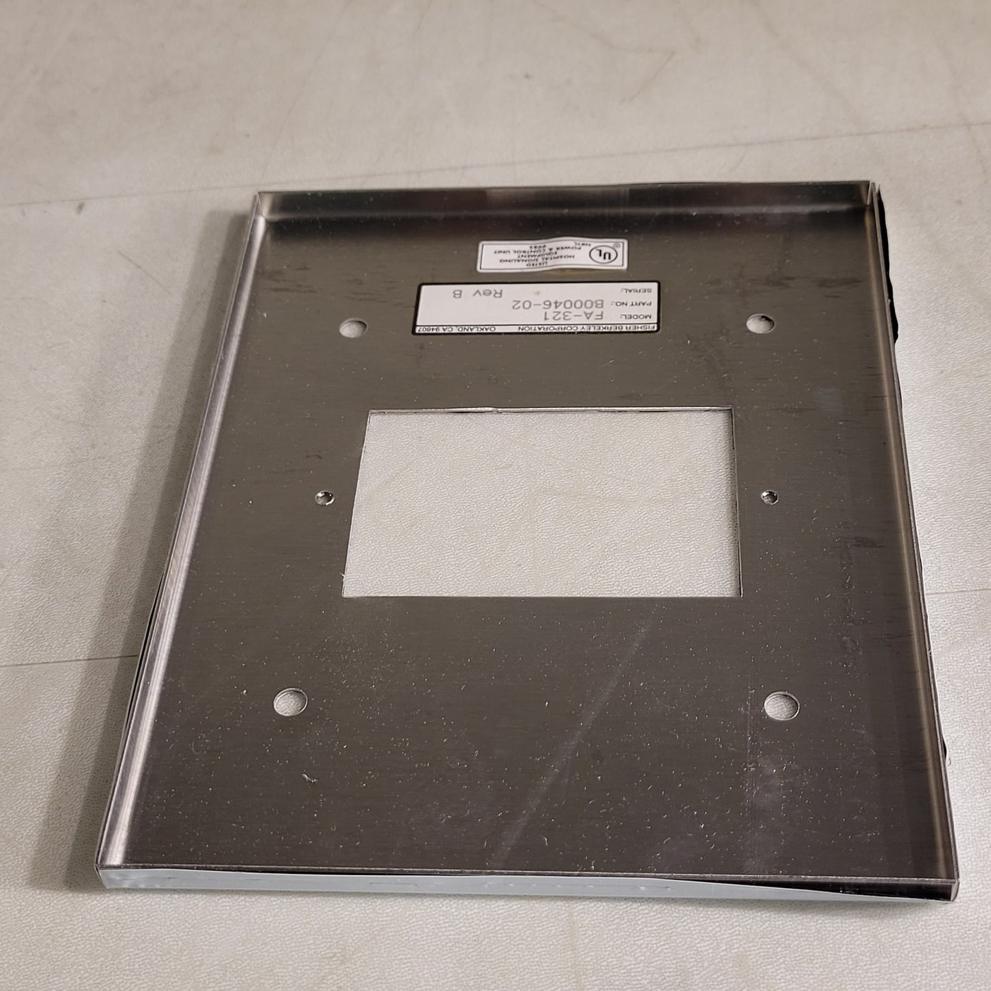 Fisher Berkeley FA-321 Face Plate Stainless Steel B00046-02 Rev B